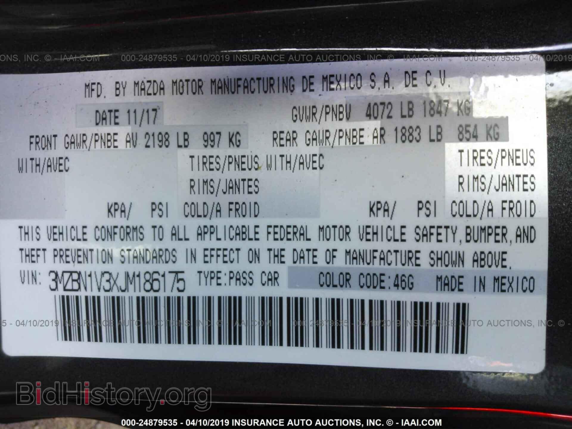 2018 MAZDA 3 - VIN: 3MZBN1V3XJM186175 - Фото 9