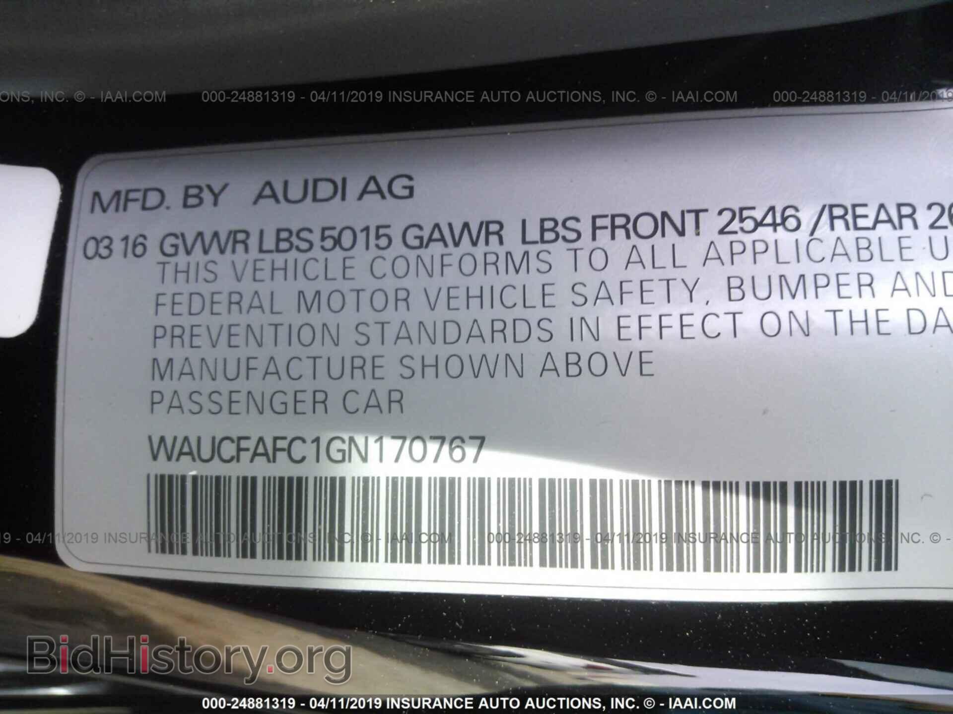 2016 AUDI A6 - VIN: WAUCFAFC1GN170767 - Фото 9