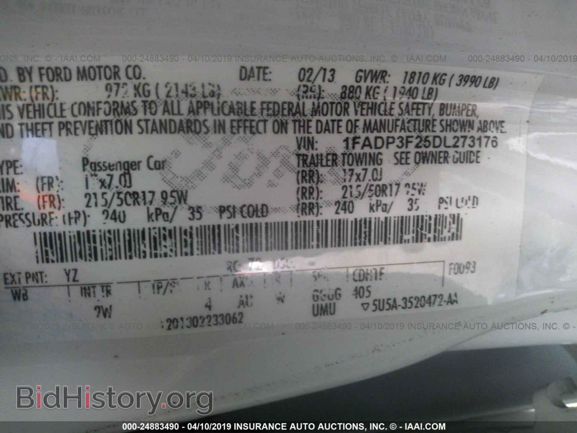 2013 FORD FOCUS - VIN: 1FADP3F25DL273176 - Фото 9