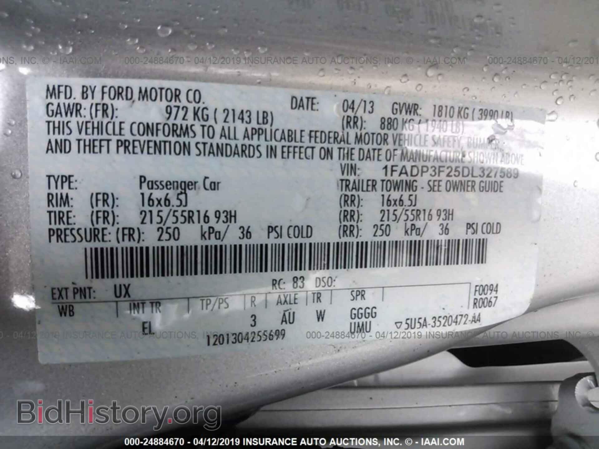 2013 FORD FOCUS - VIN: 1FADP3F25DL327589 - Фото 9