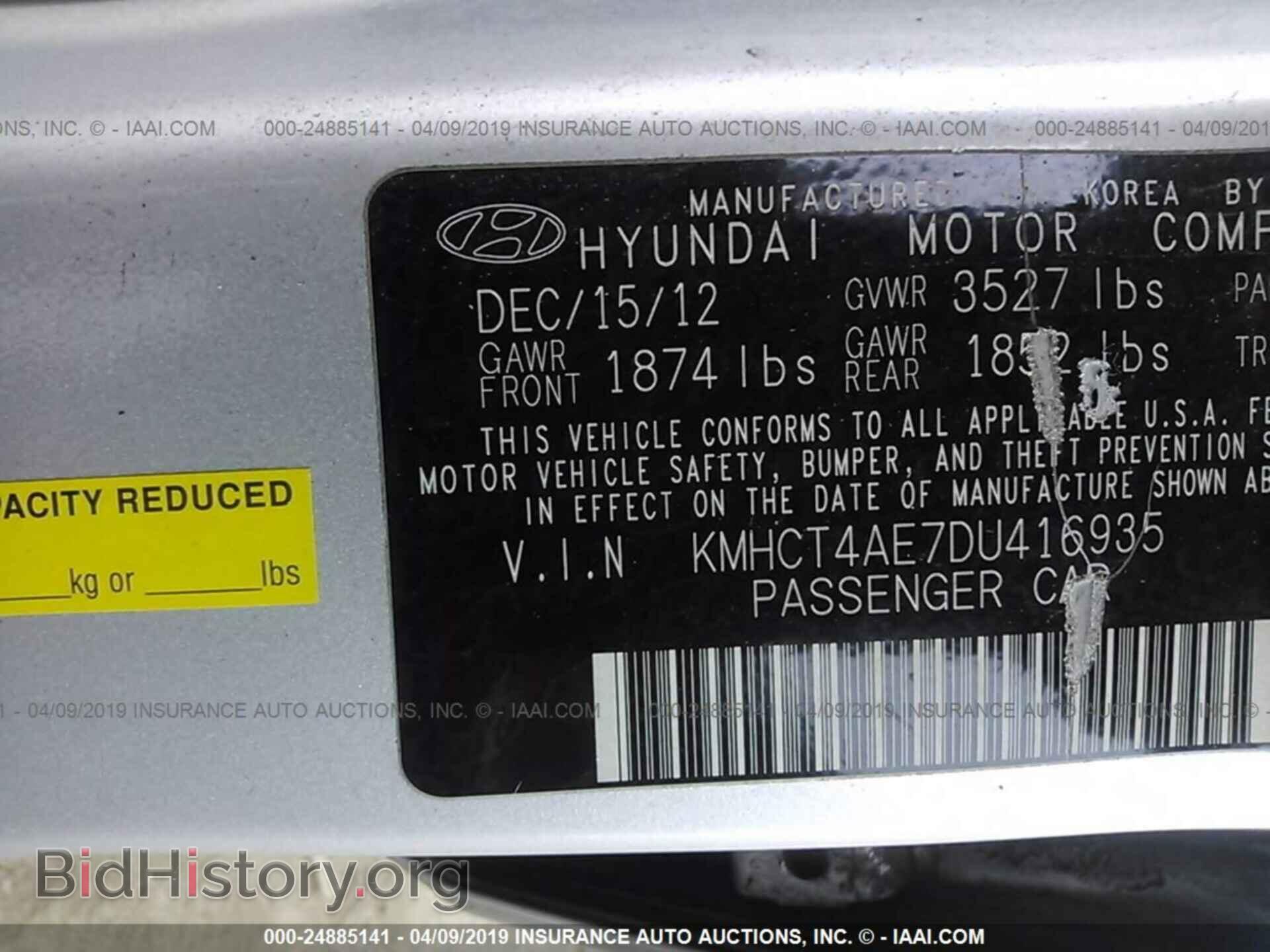 2013 HYUNDAI ACCENT - VIN: KMHCT4AE7DU416935 - Фото 9