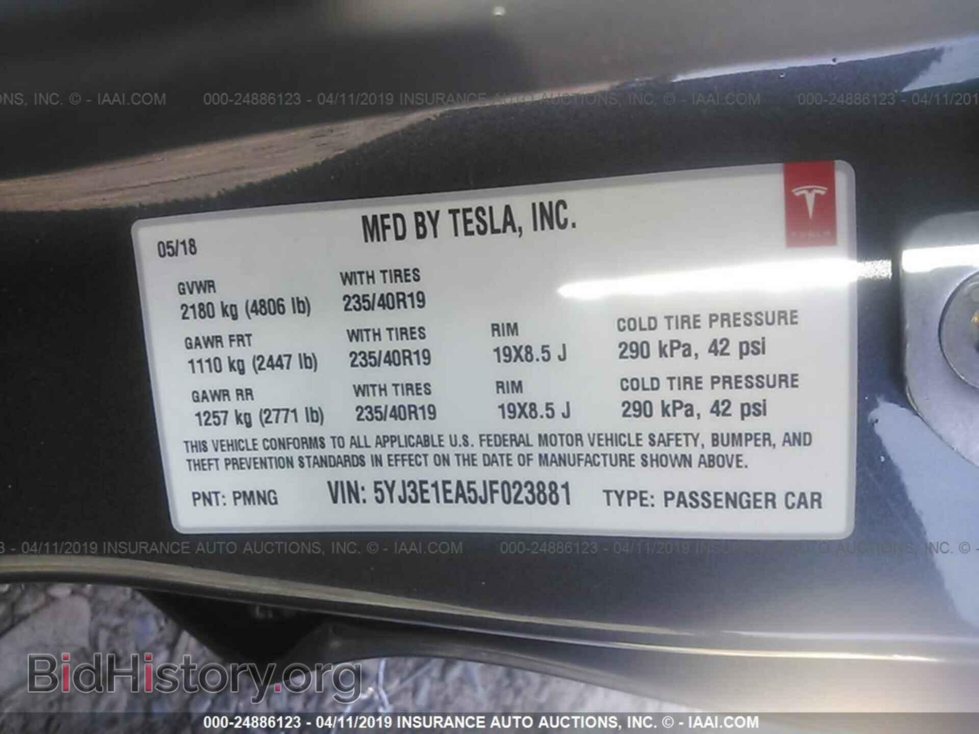 2018 TESLA MODEL 3 - VIN: 5YJ3E1EA5JF023881 - Photo 9
