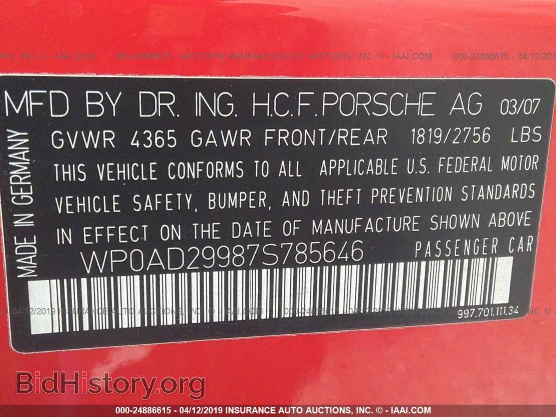 2007 PORSCHE 911 - VIN: WP0AD29987S785646 - Фото 9