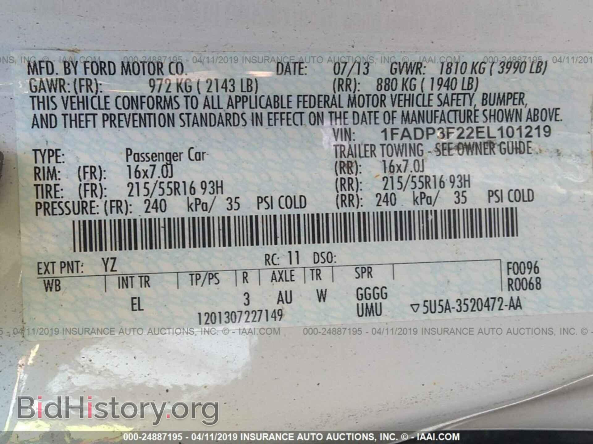 2014 FORD FOCUS - VIN: 1FADP3F22EL101219 - Фото 9