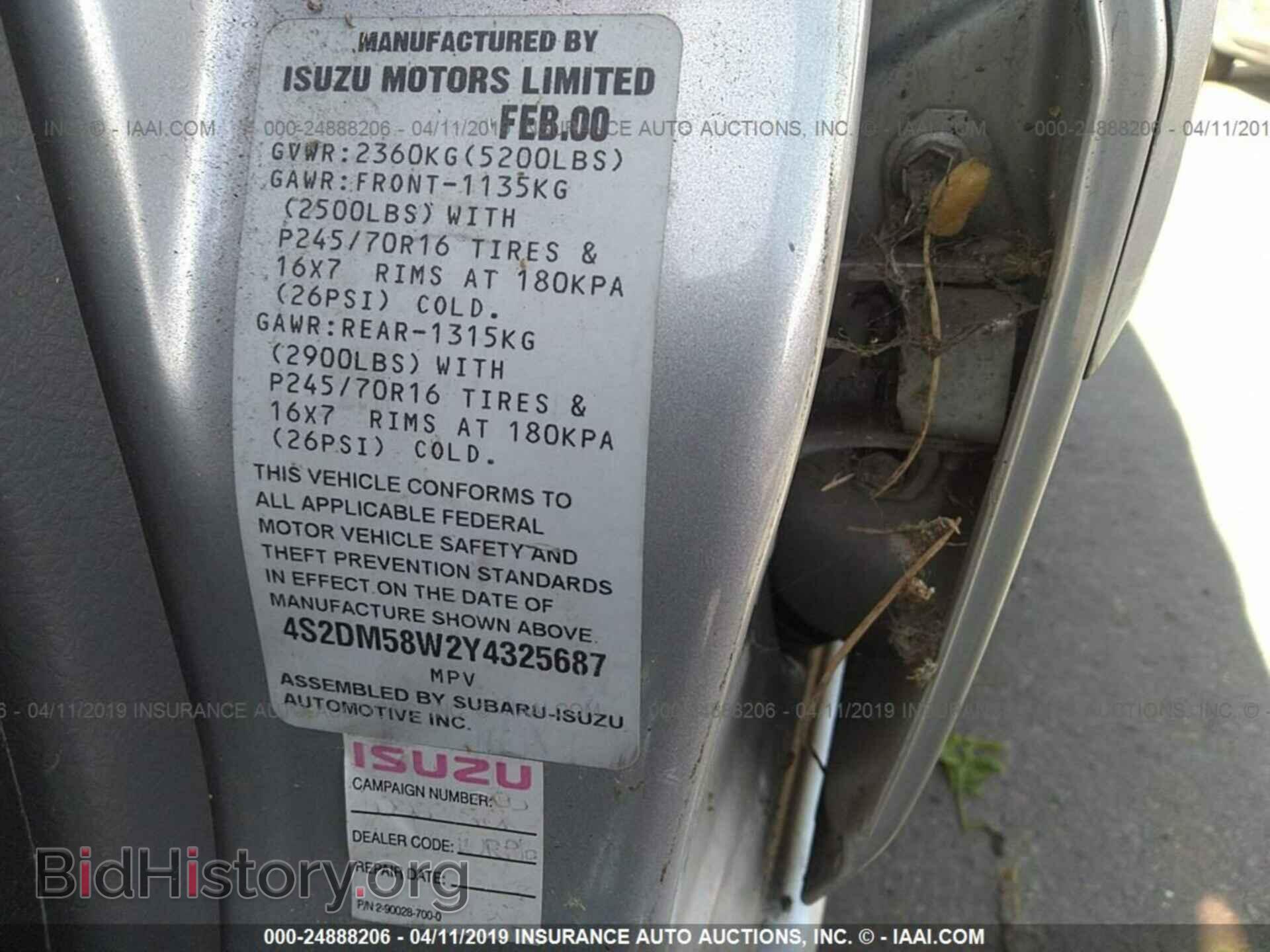 2000 ISUZU RODEO - VIN: 4S2DM58W2Y4325687 - Photo 9