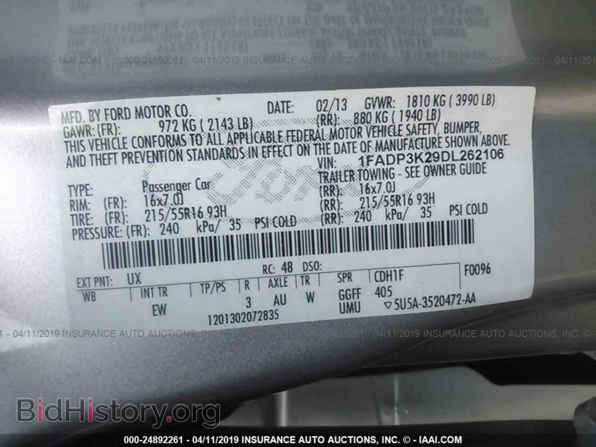 2013 FORD FOCUS - VIN: 1FADP3K29DL262106 - Photo 9