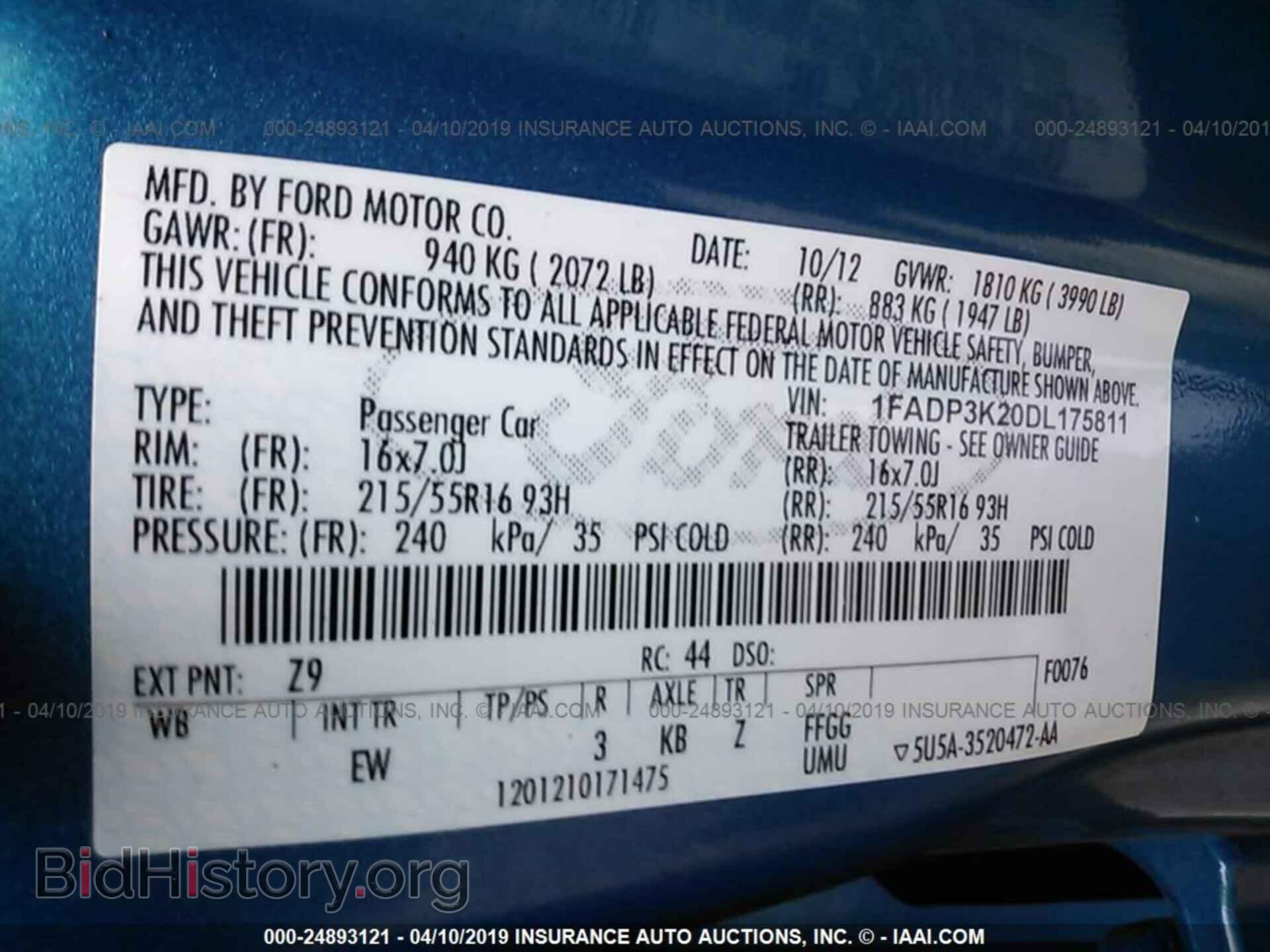 2013 FORD FOCUS - VIN: 1FADP3K20DL175811 - Фото 9