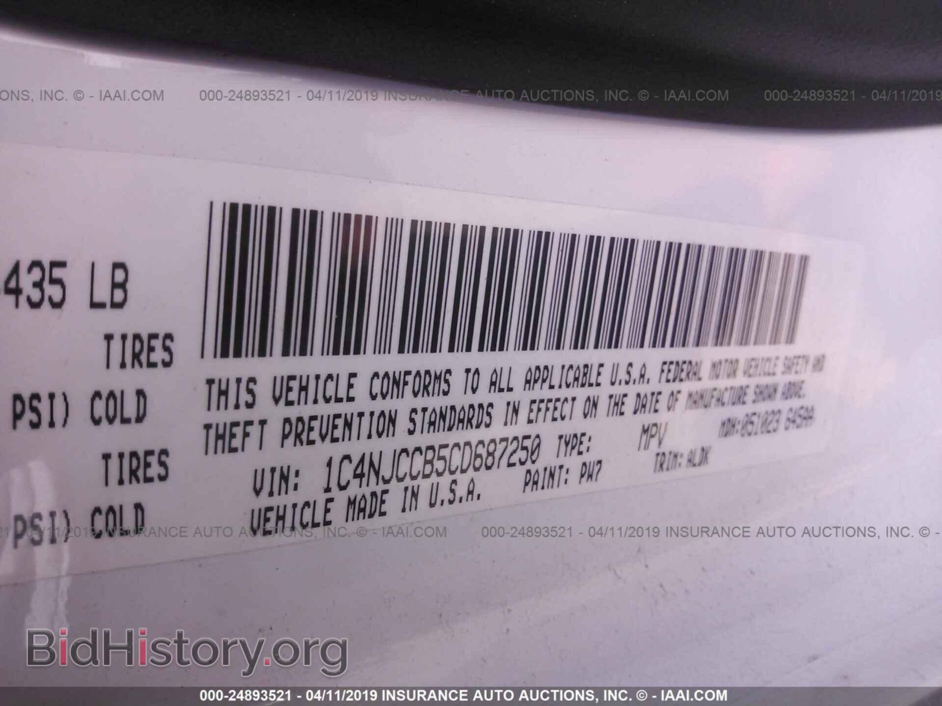 2012 JEEP COMPASS - VIN: 1C4NJCCB5CD687250 - Фото 9