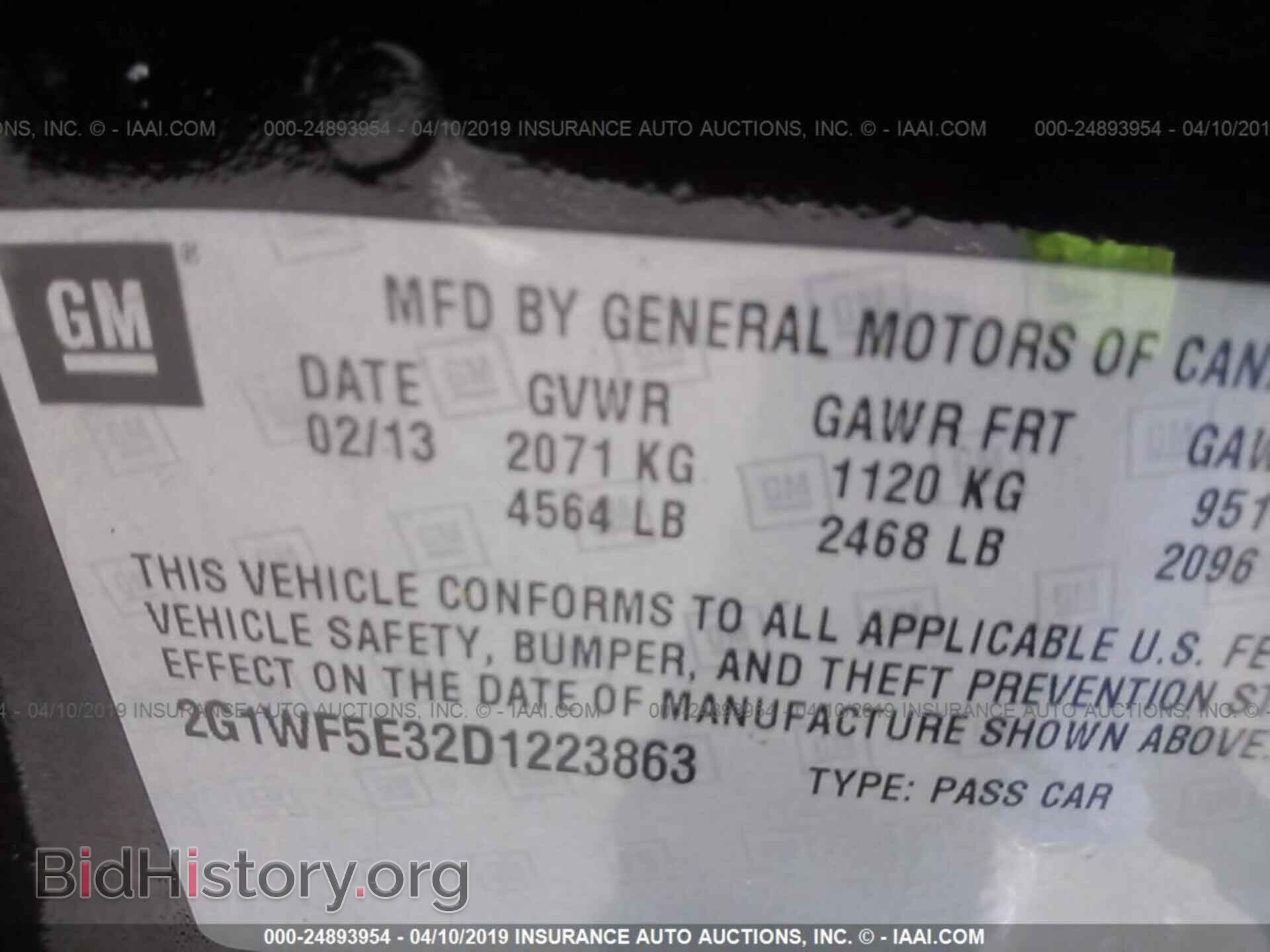 2013 CHEVROLET IMPALA - VIN: 2G1WF5E32D1223863 - Фото 9