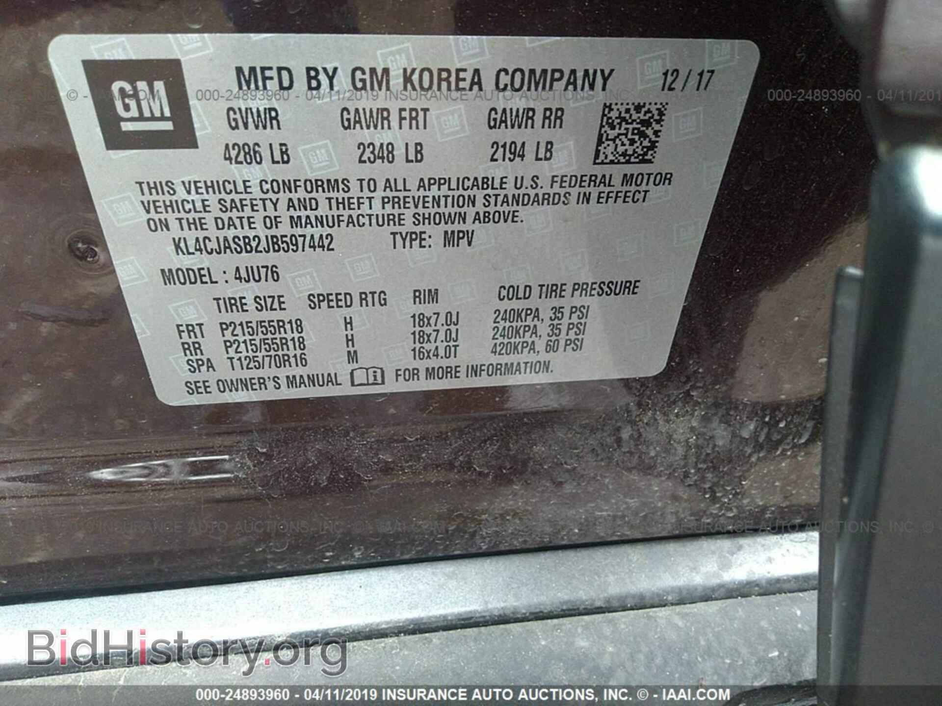2018 BUICK ENCORE - VIN: KL4CJASB2JB597442 - Фото 9