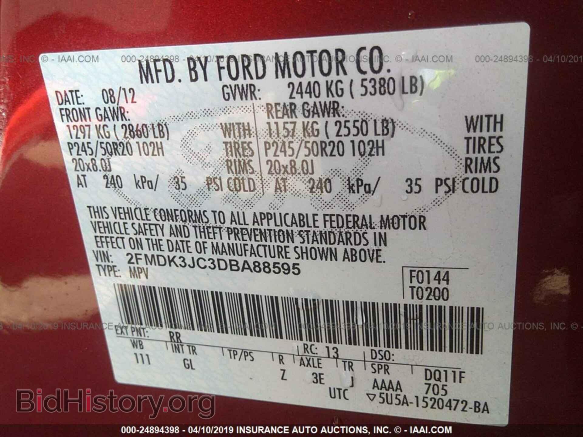 2013 FORD EDGE - VIN: 2FMDK3JC3DBA88595 - Photo 9