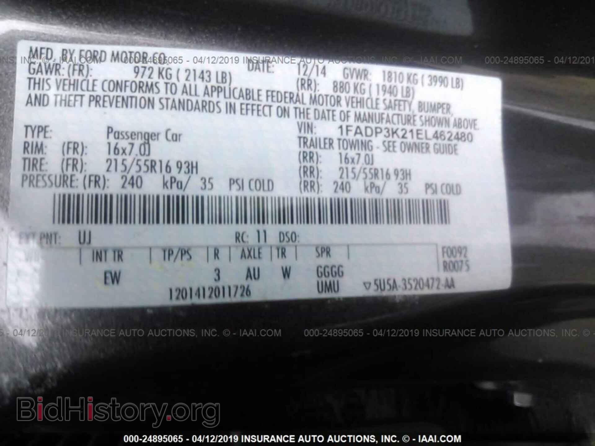 2014 FORD FOCUS - VIN: 1FADP3K21EL462480 - Фото 9