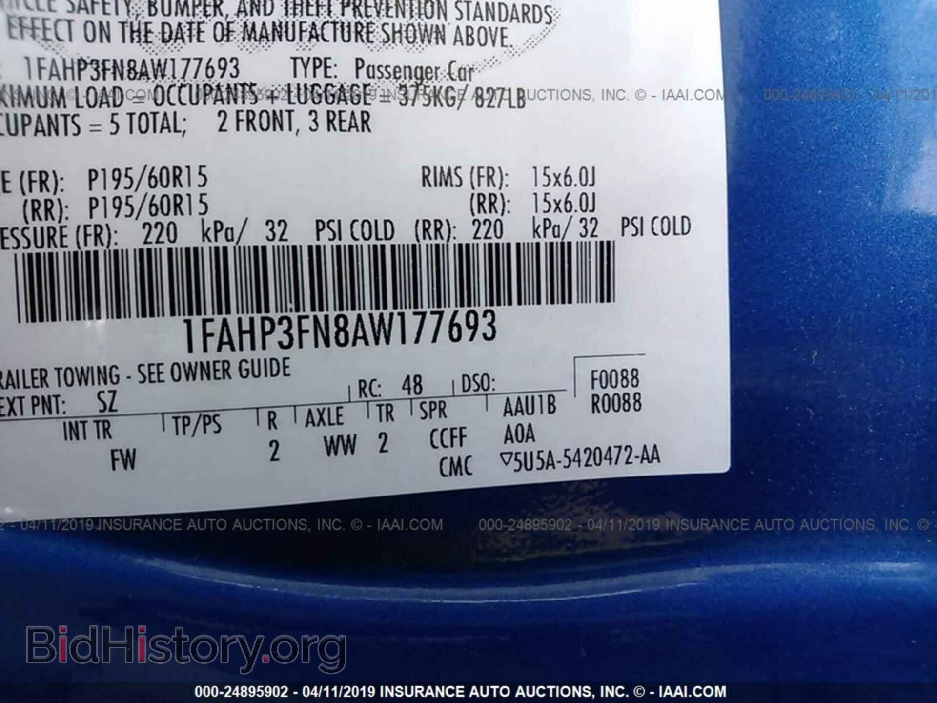 2010 FORD FOCUS - VIN: 1FAHP3FN8AW177693 - Фото 9