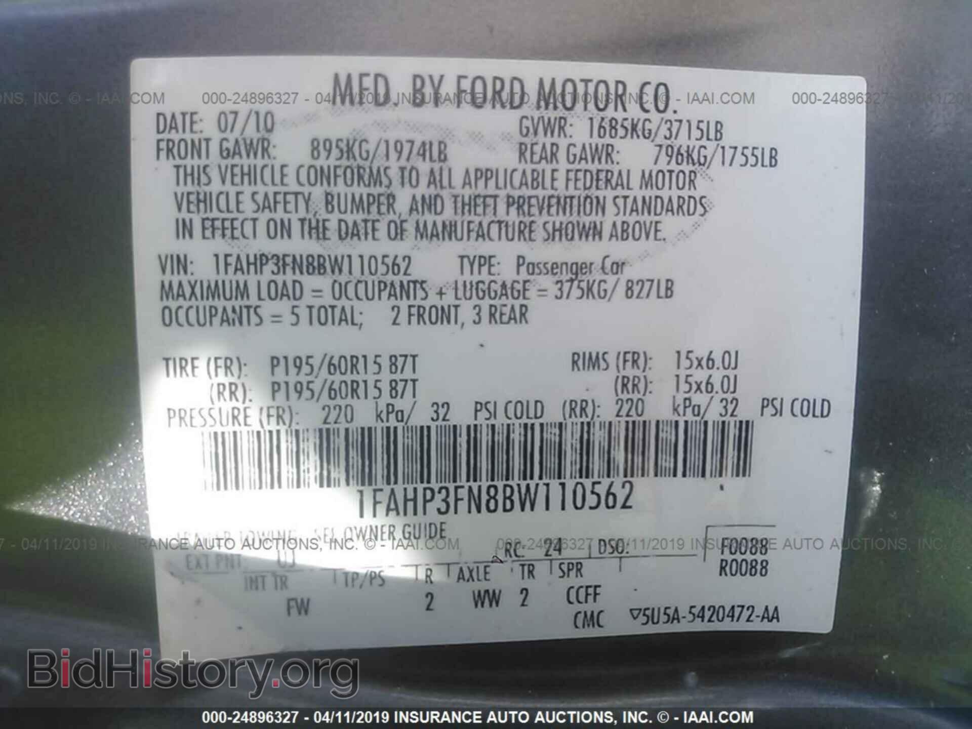 2011 FORD FOCUS - VIN: 1FAHP3FN8BW110562 - Фото 9