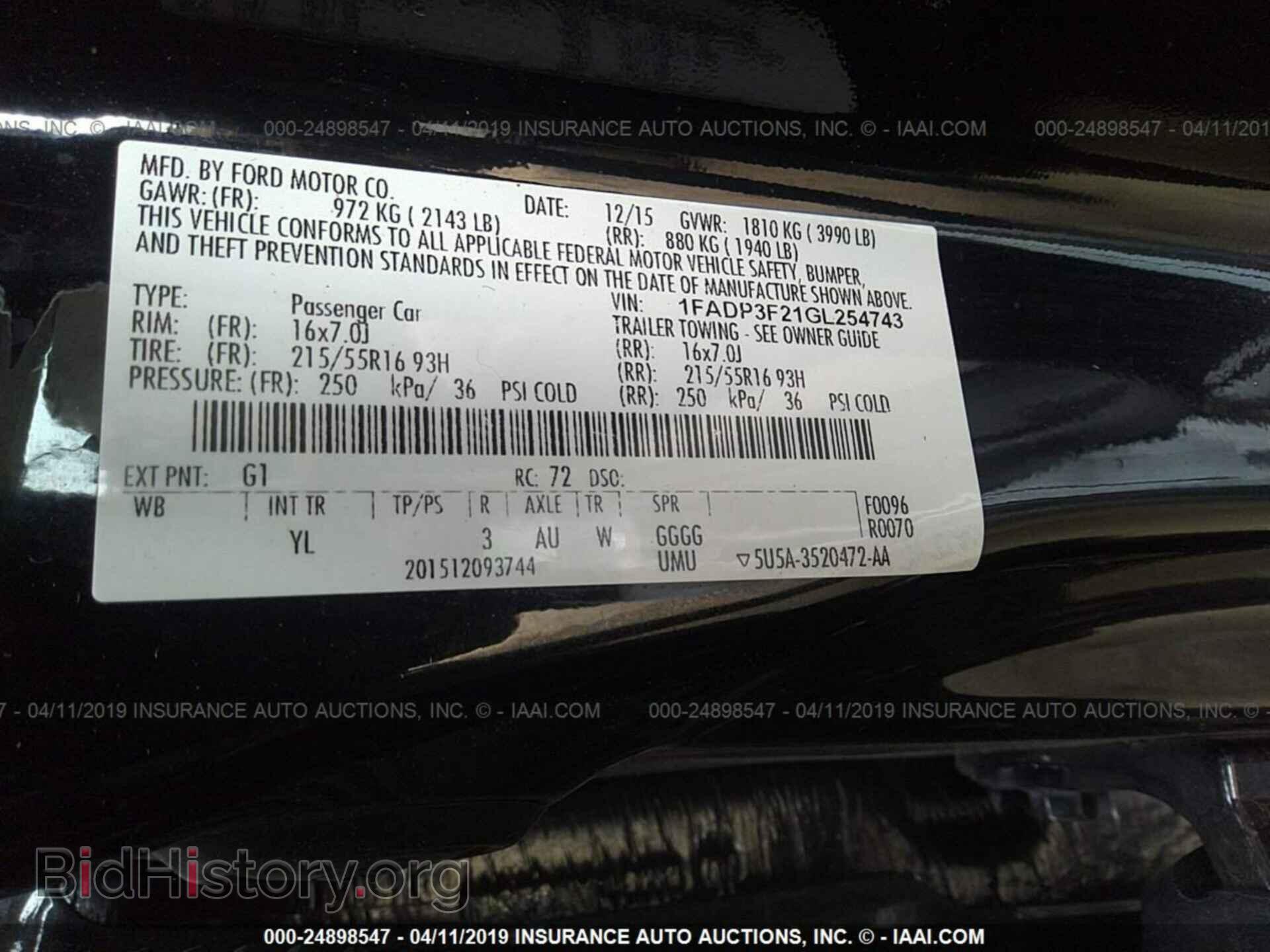 2016 FORD FOCUS - VIN: 1FADP3F21GL254743 - Фото 9