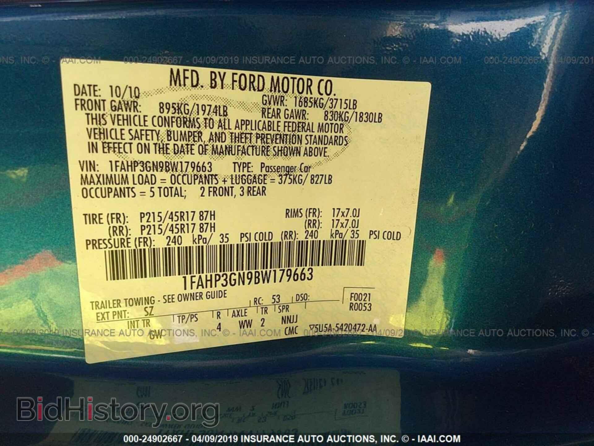 2011 FORD FOCUS - VIN: 1FAHP3GN9BW179663 - Фото 9