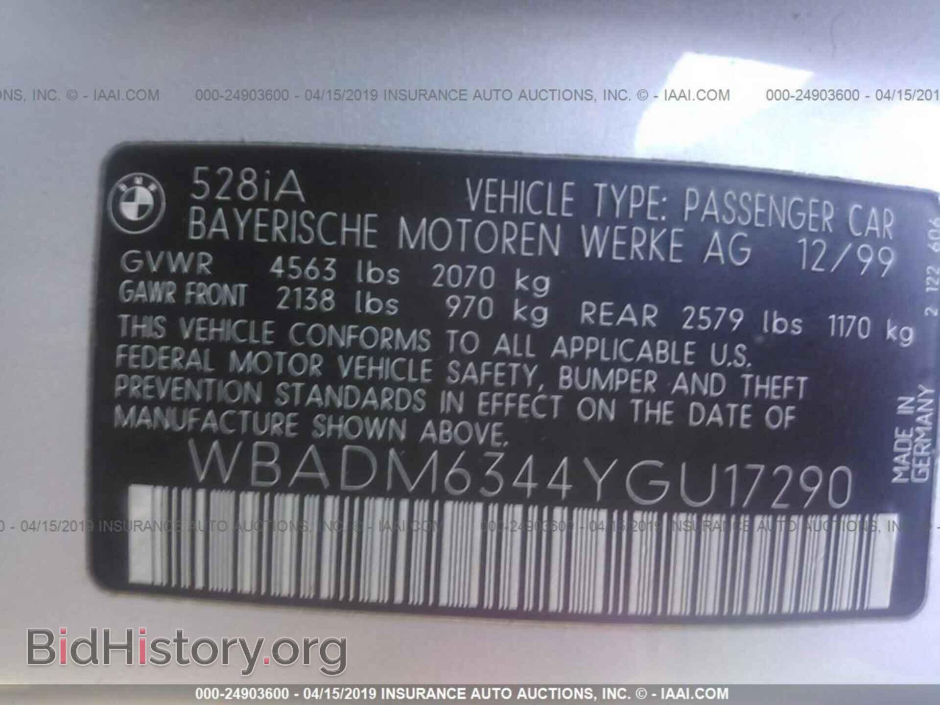2000 BMW 528 - VIN: WBADM6344YGU17290 - Photo 9