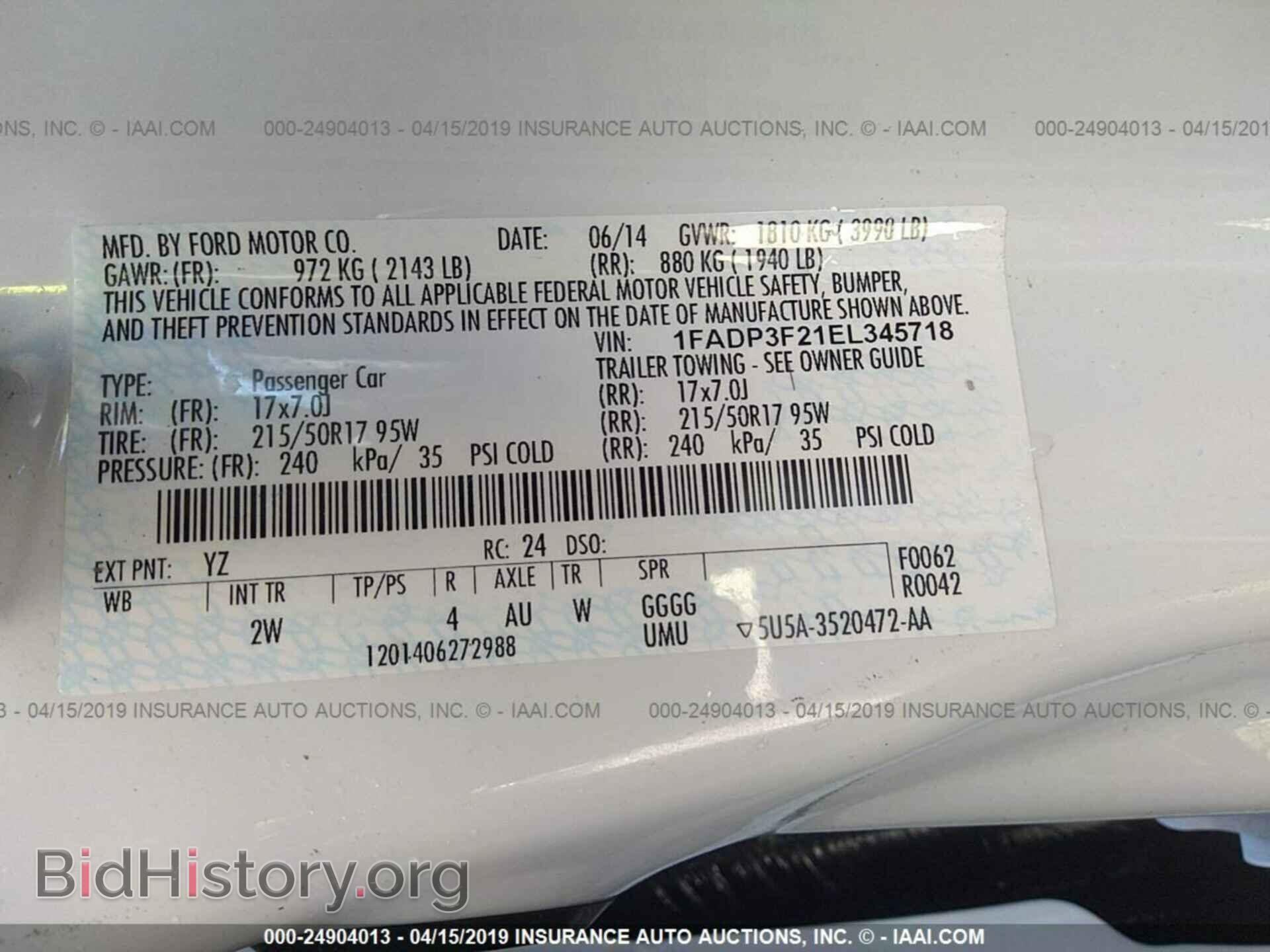 2014 FORD FOCUS - VIN: 1FADP3F21EL345718 - Фото 9