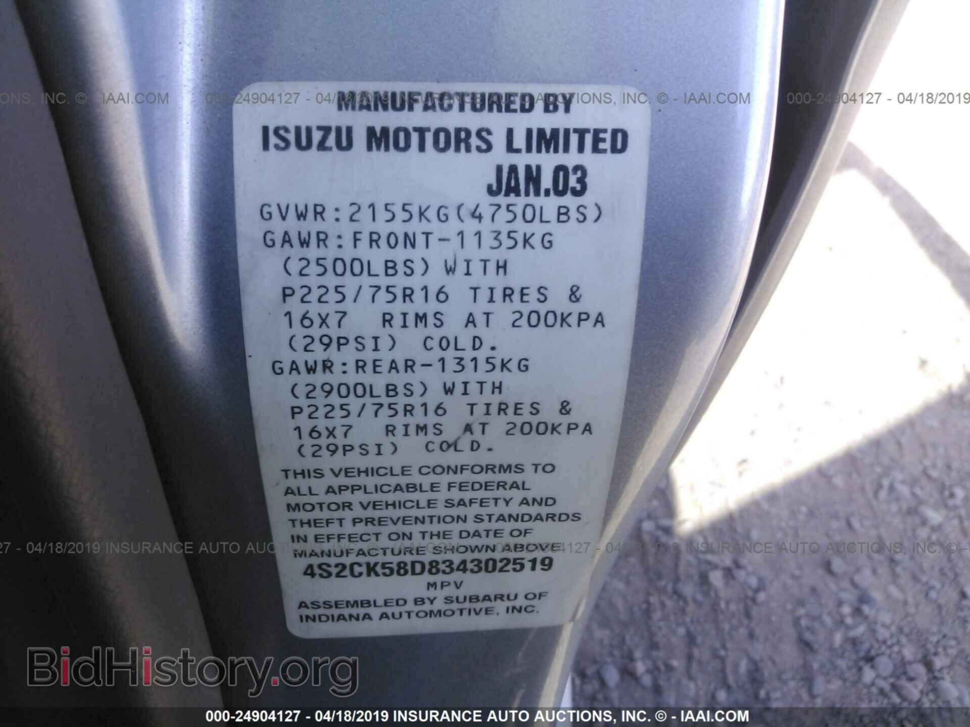 2003 ISUZU RODEO - VIN: 4S2CK58D834302519 - Фото 9
