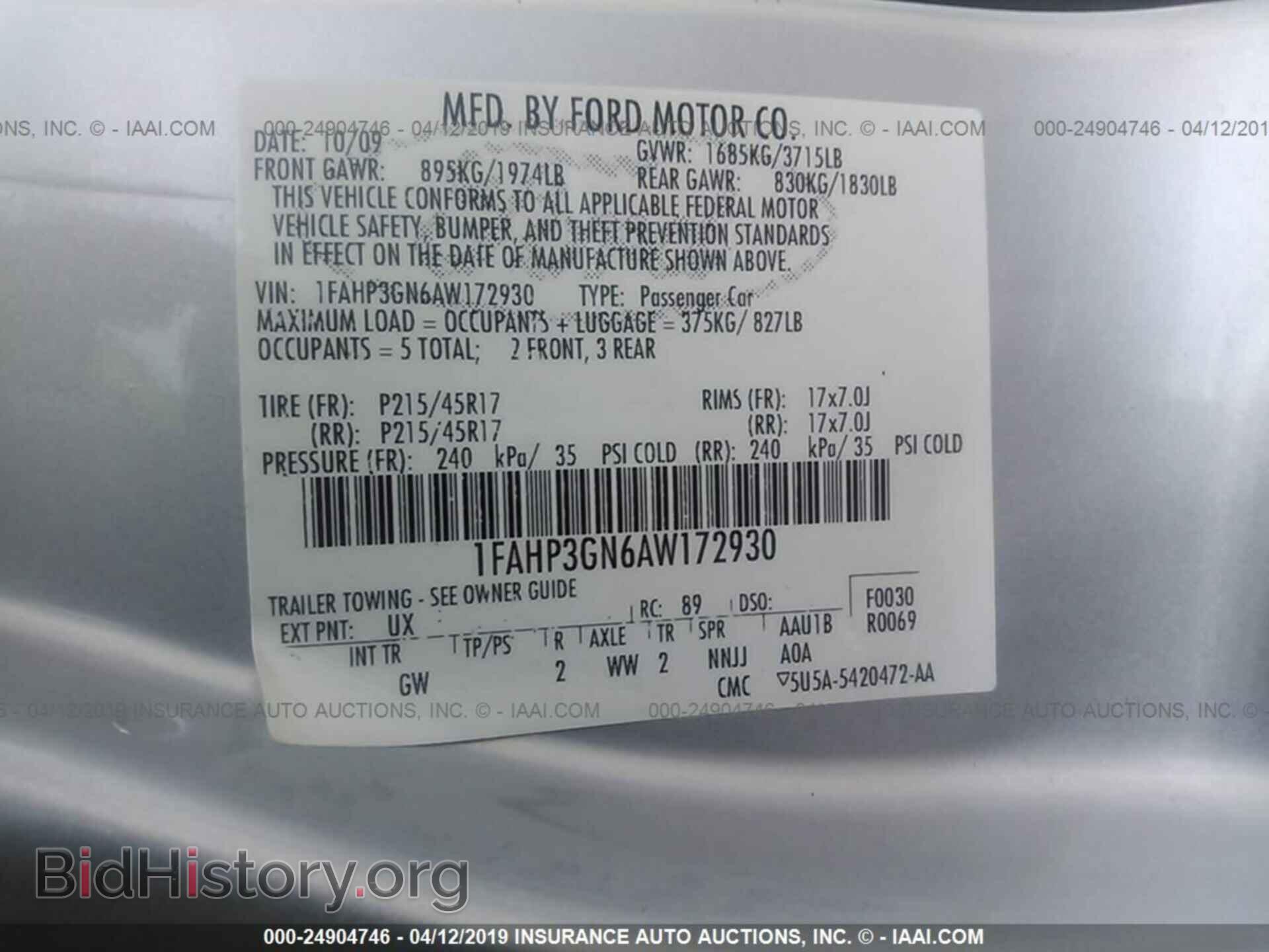 2010 FORD FOCUS - VIN: 1FAHP3GN6AW172930 - Фото 9