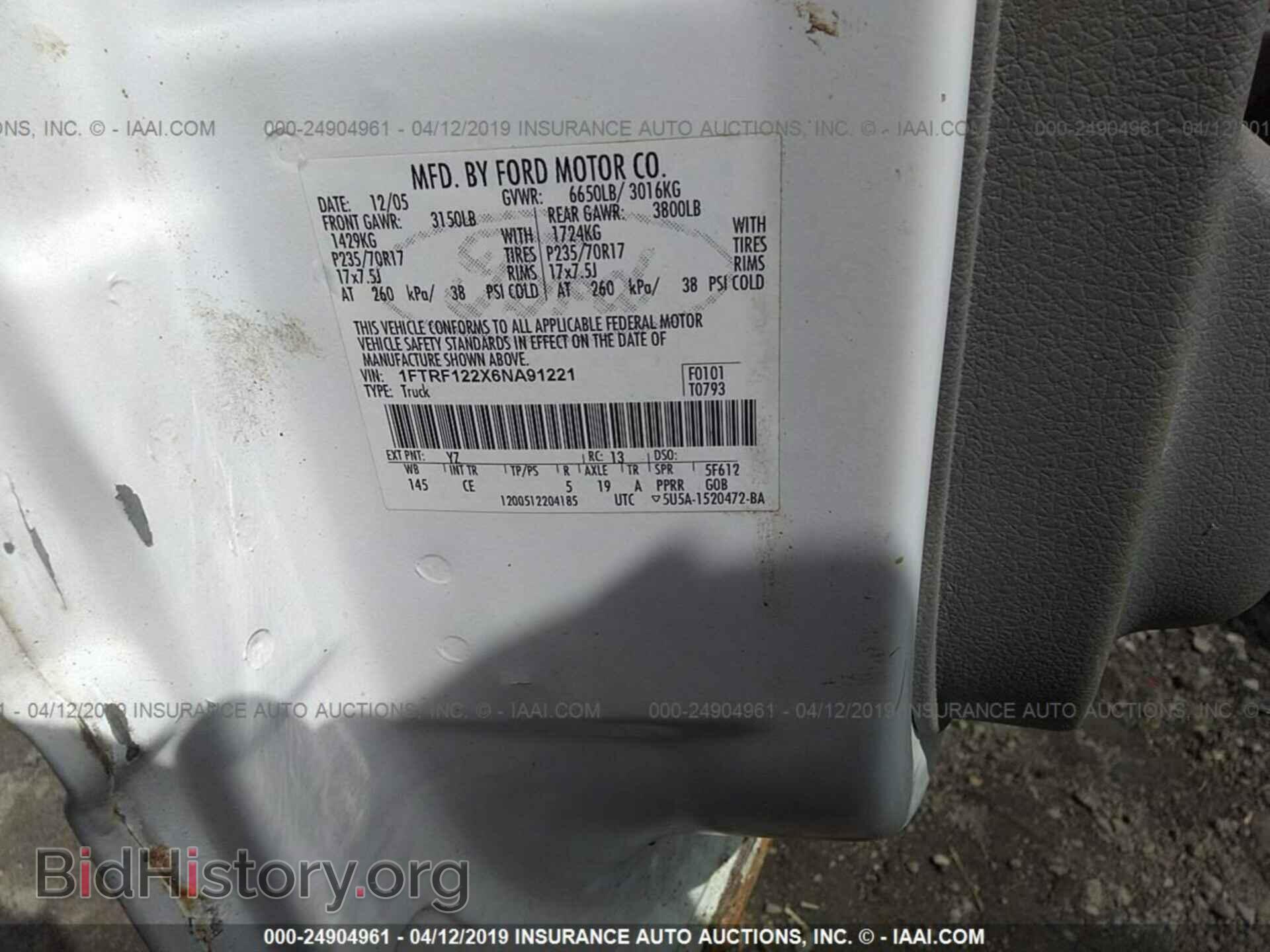2006 FORD F150 - VIN: 1FTRF122X6NA91221 - Фото 9