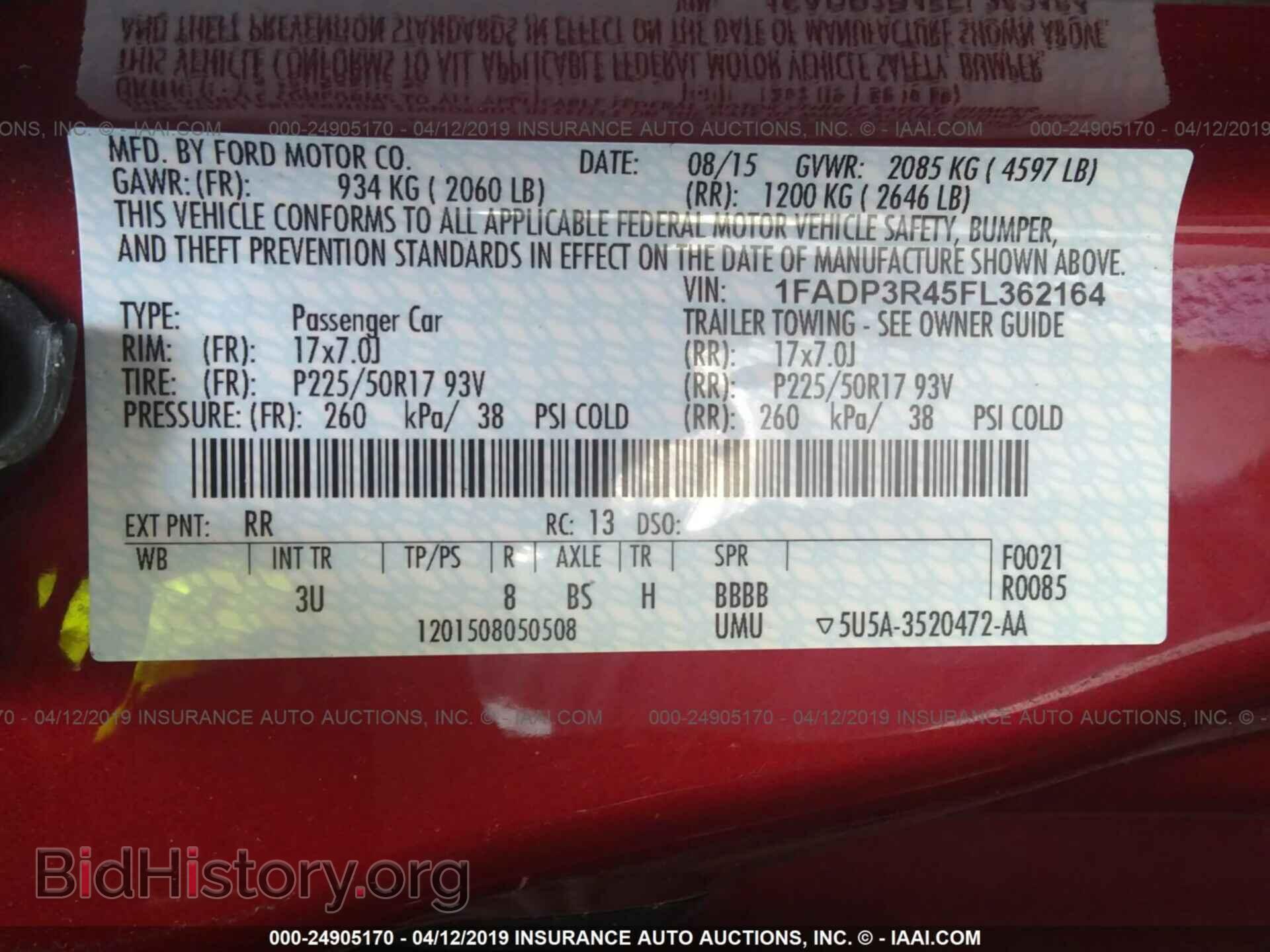 2015 FORD FOCUS - VIN: 1FADP3R45FL362164 - Фото 9