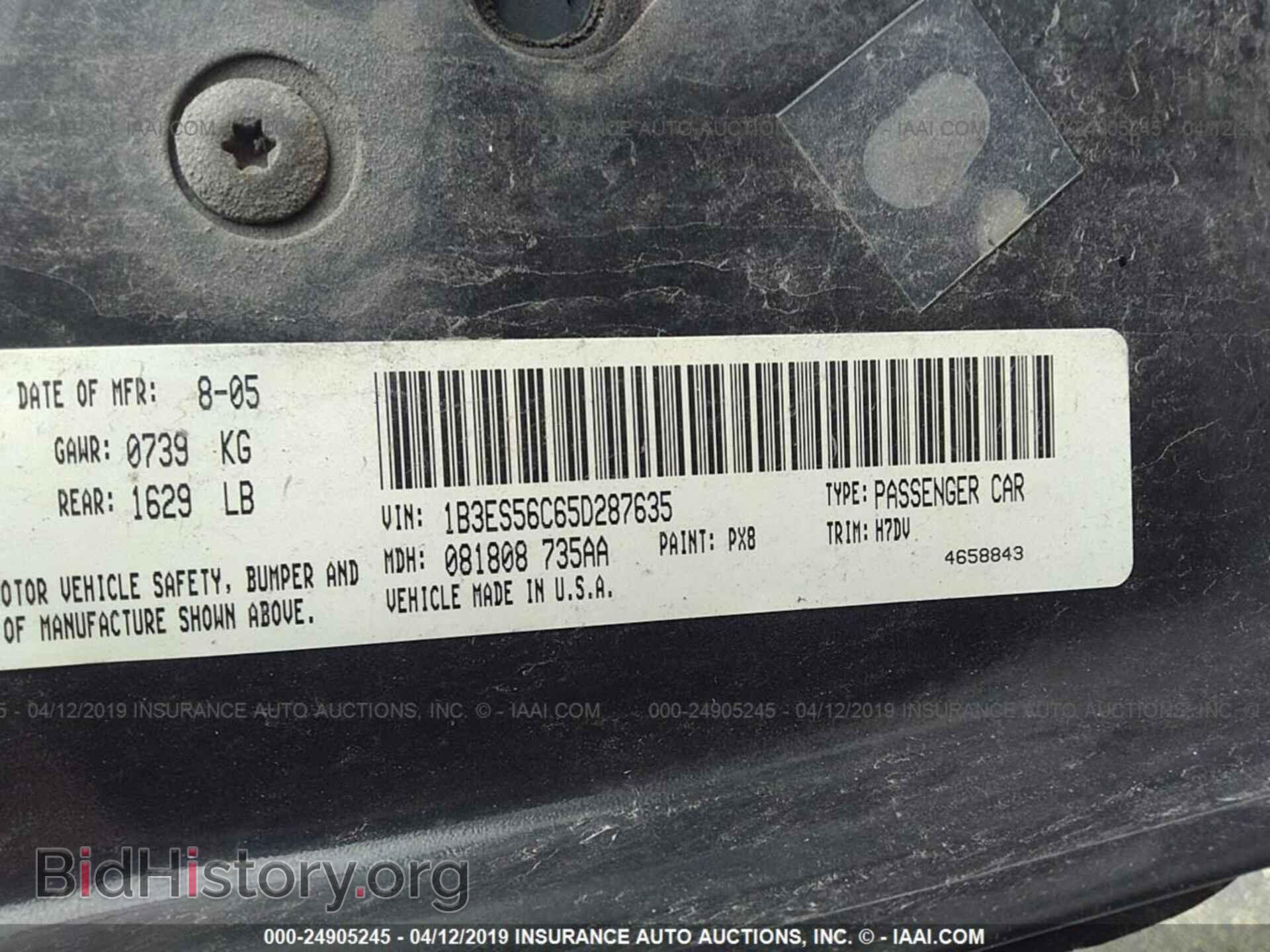 2005 DODGE NEON - VIN: 1B3ES56C65D287635 - Фото 9