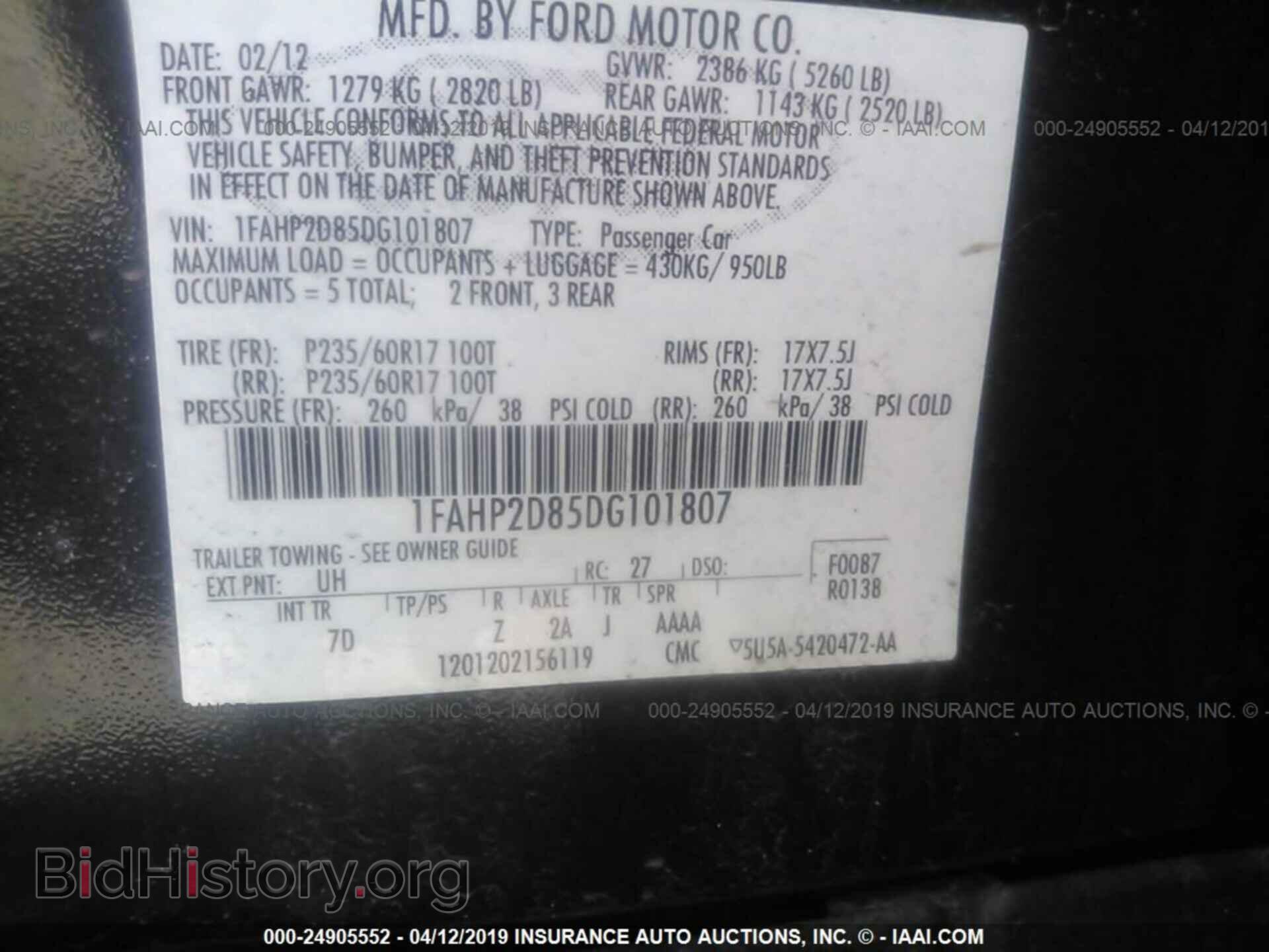 2013 FORD TAURUS - VIN: 1FAHP2D85DG101807 - Фото 9