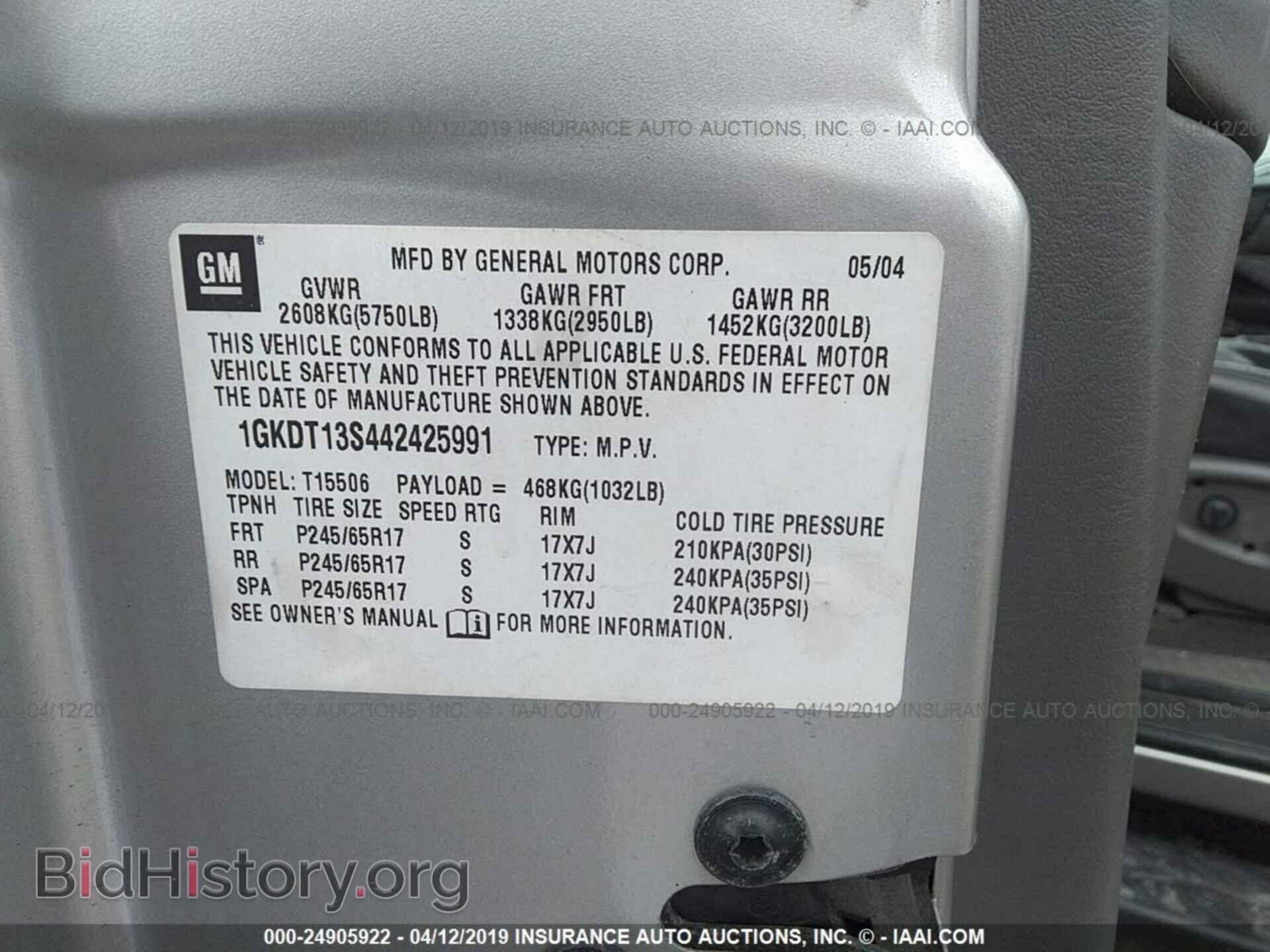 2004 GMC ENVOY - VIN: 1GKDT13S442425991 - Фото 9