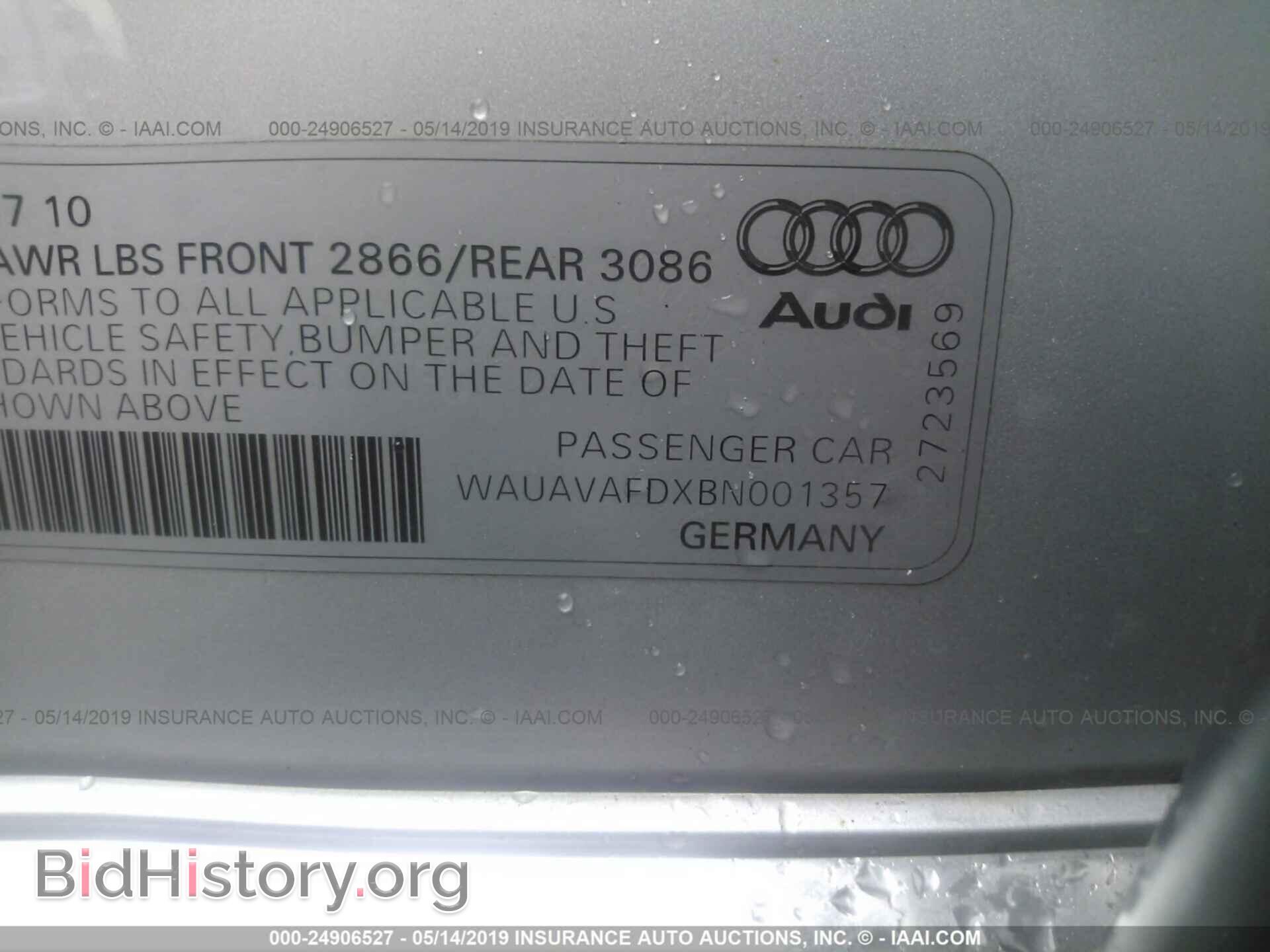 2011 AUDI A8 - VIN: WAUAVAFDXBN001357 - Фото 9