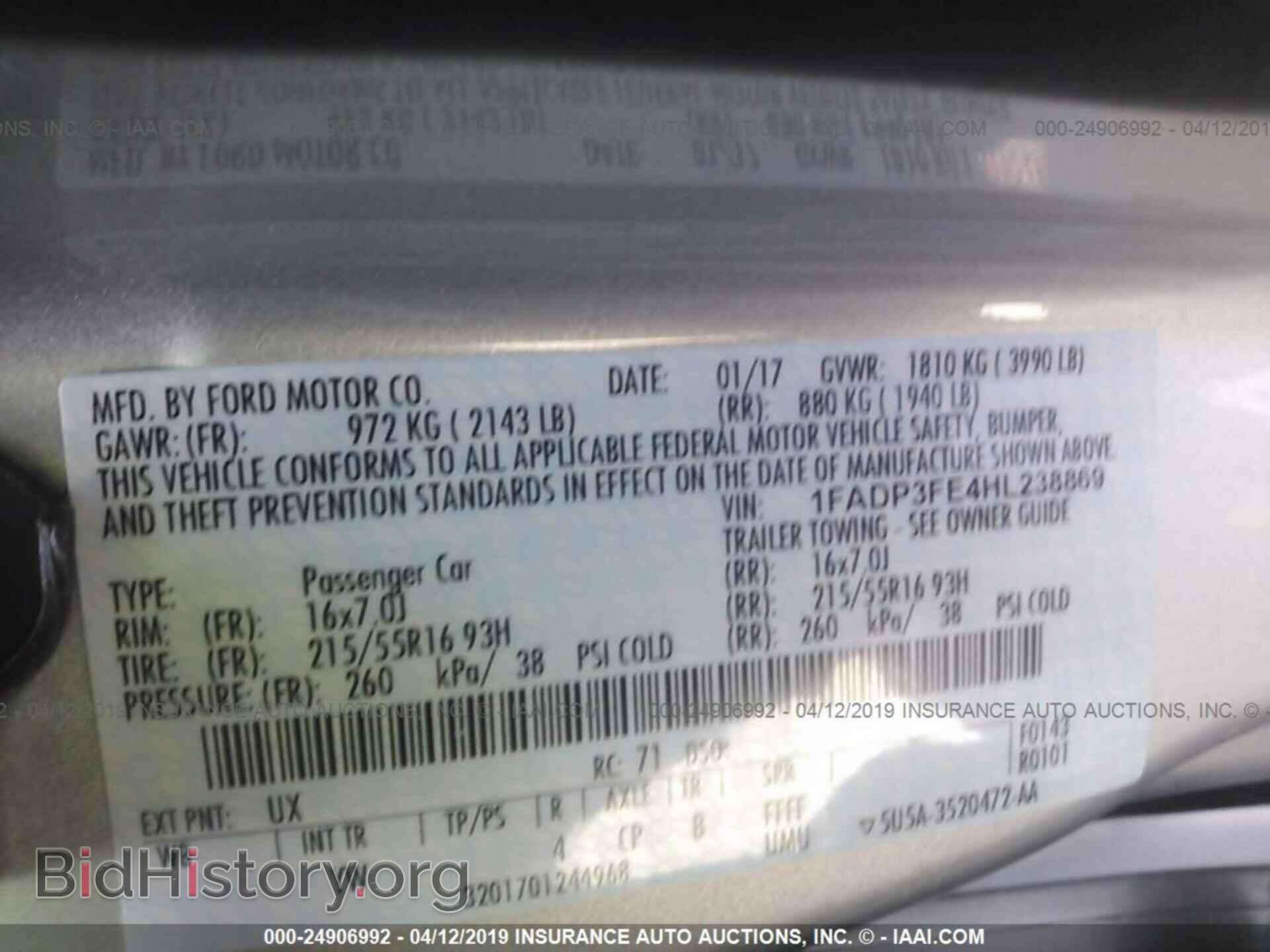 2017 FORD FOCUS - VIN: 1FADP3FE4HL238869 - Фото 9
