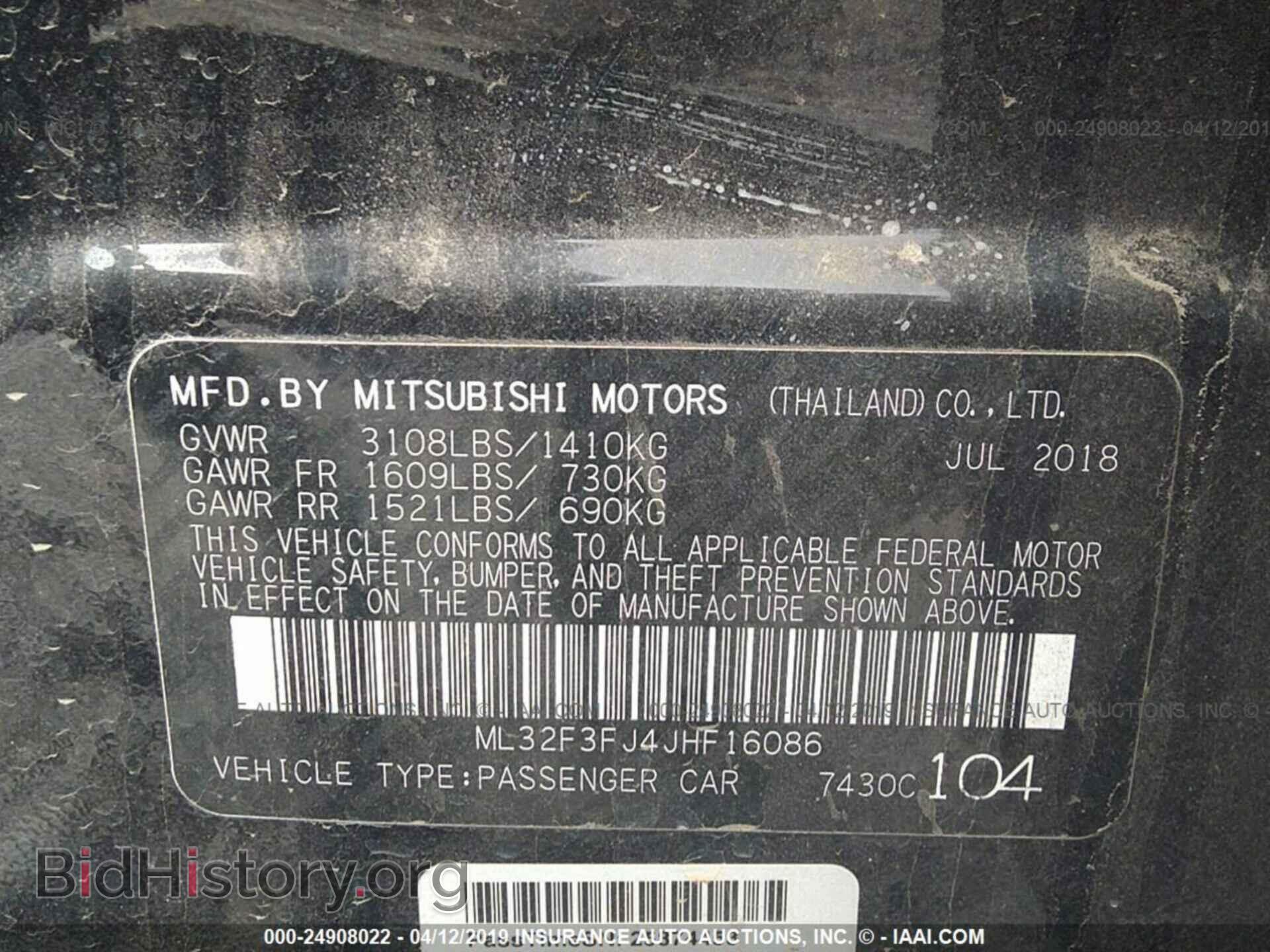 2018 MITSUBISHI MIRAGE - VIN: ML32F3FJ4JHF16086 - Фото 9