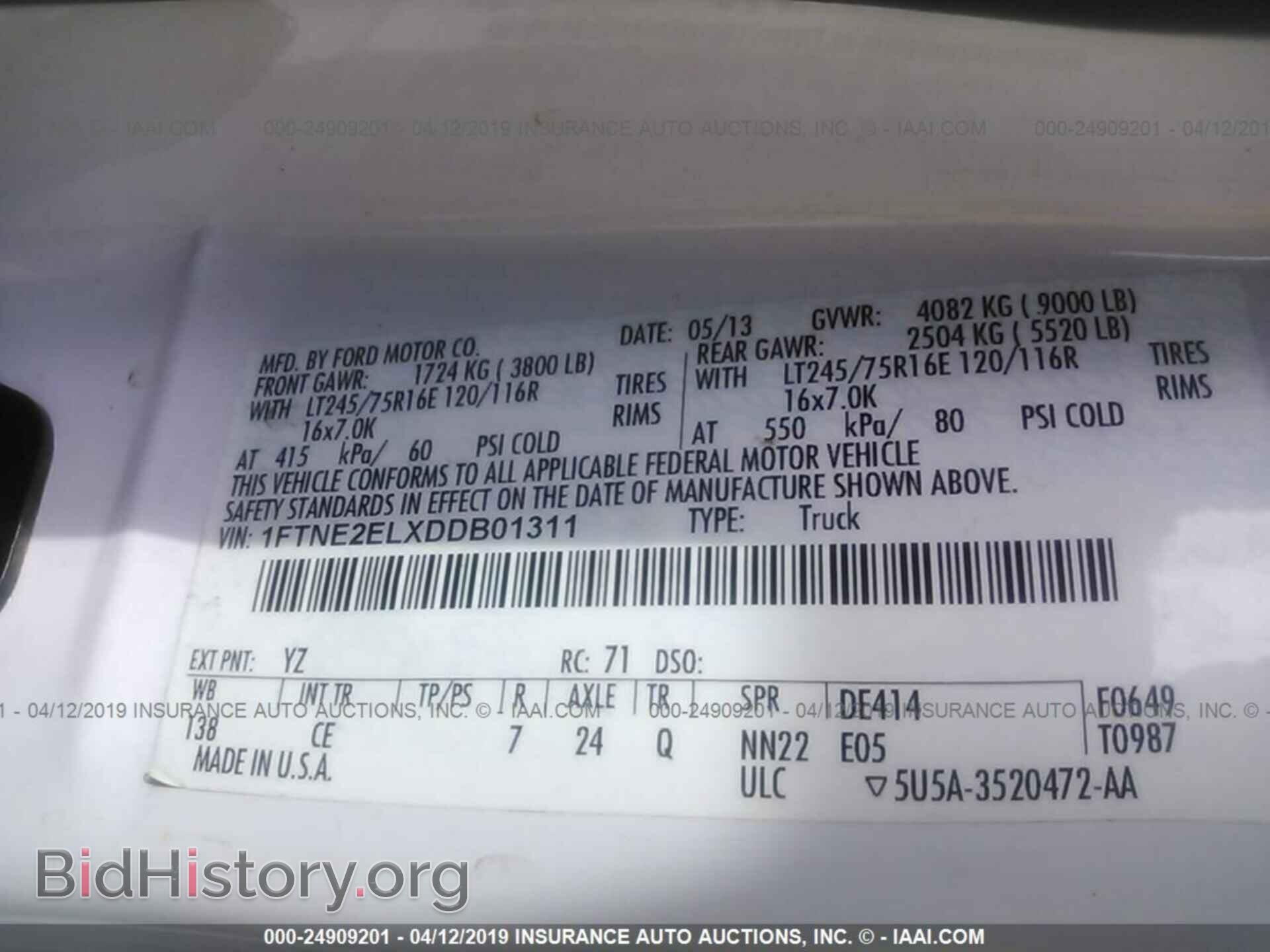 2013 FORD ECONOLINE - VIN: 1FTNE2ELXDDB01311 - Фото 9