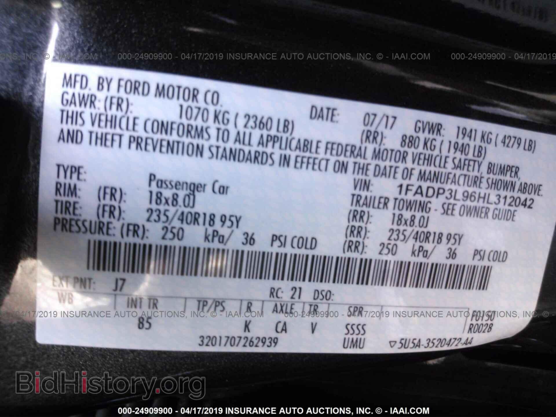 2017 FORD FOCUS - VIN: 1FADP3L96HL312042 - Фото 9