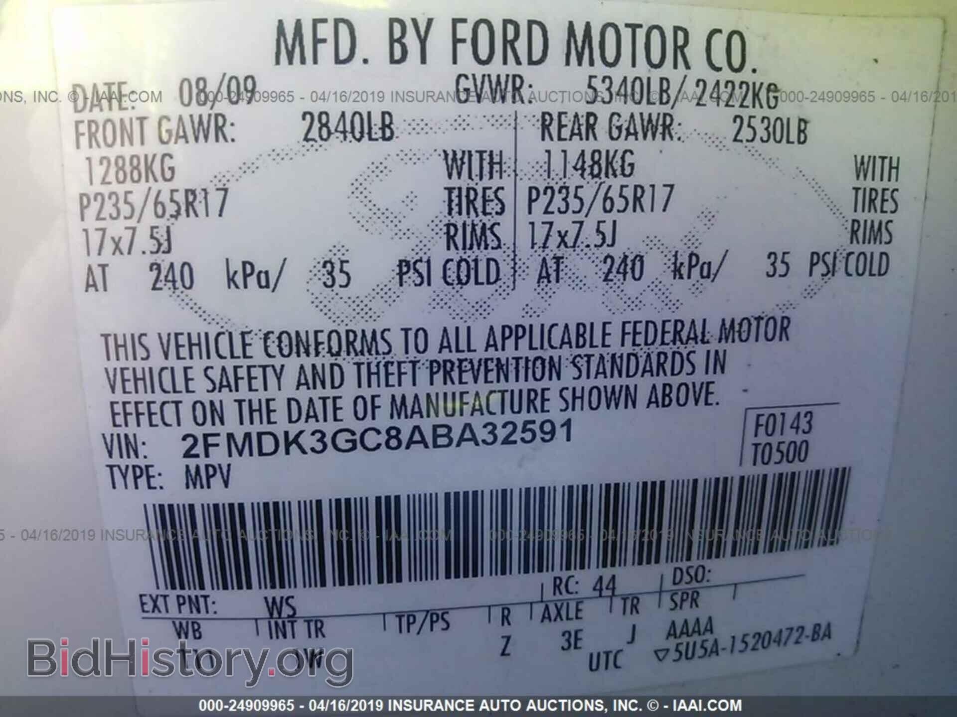 2010 FORD EDGE - VIN: 2FMDK3GC8ABA32591 - Photo 9