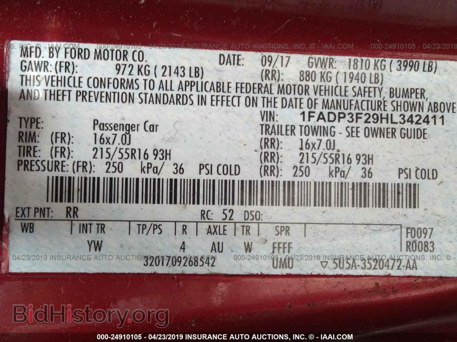 2017 FORD FOCUS - VIN: 1FADP3F29HL342411 - Фото 9