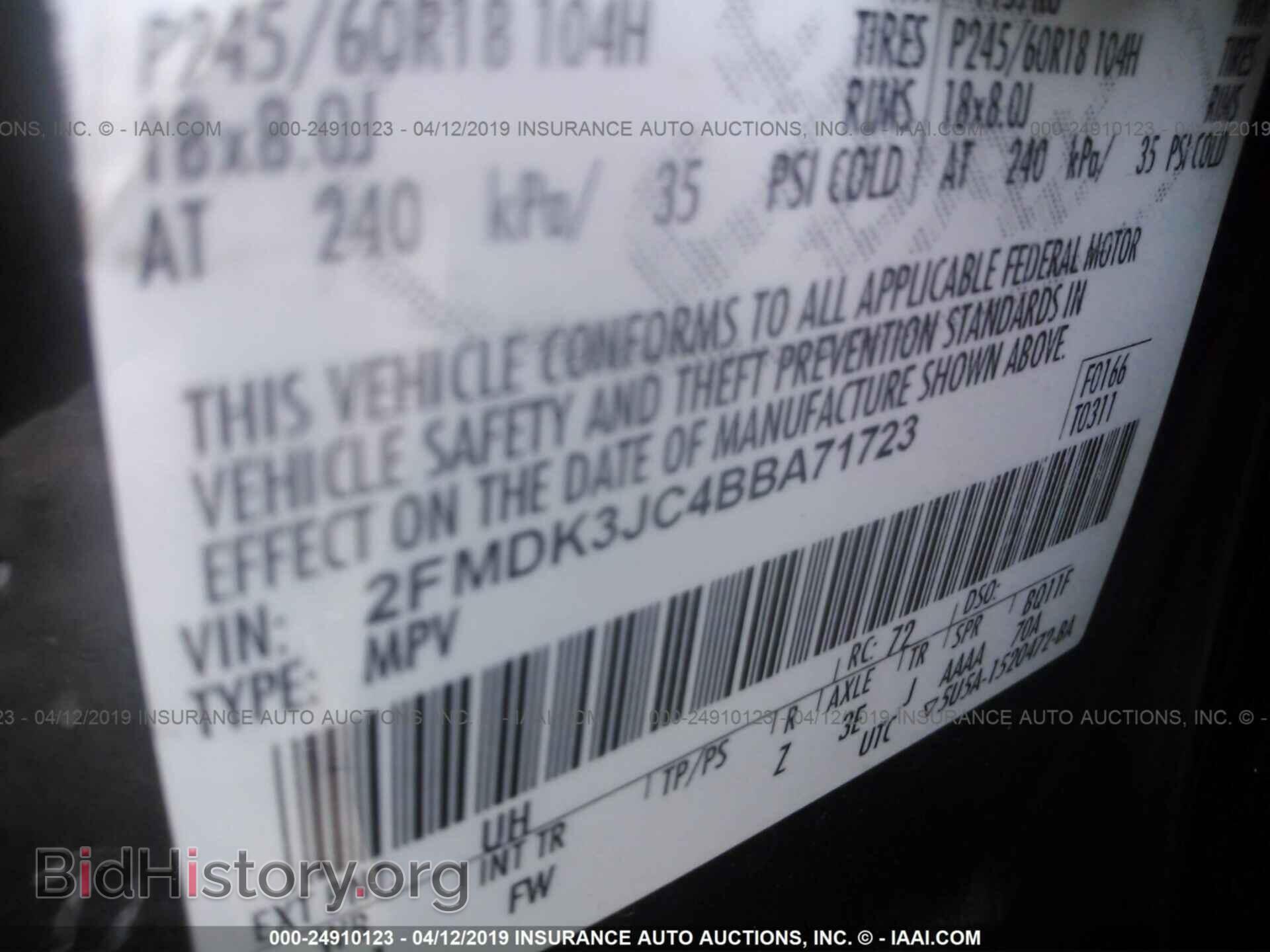 2011 FORD EDGE - VIN: 2FMDK3JC4BBA71723 - Фото 9