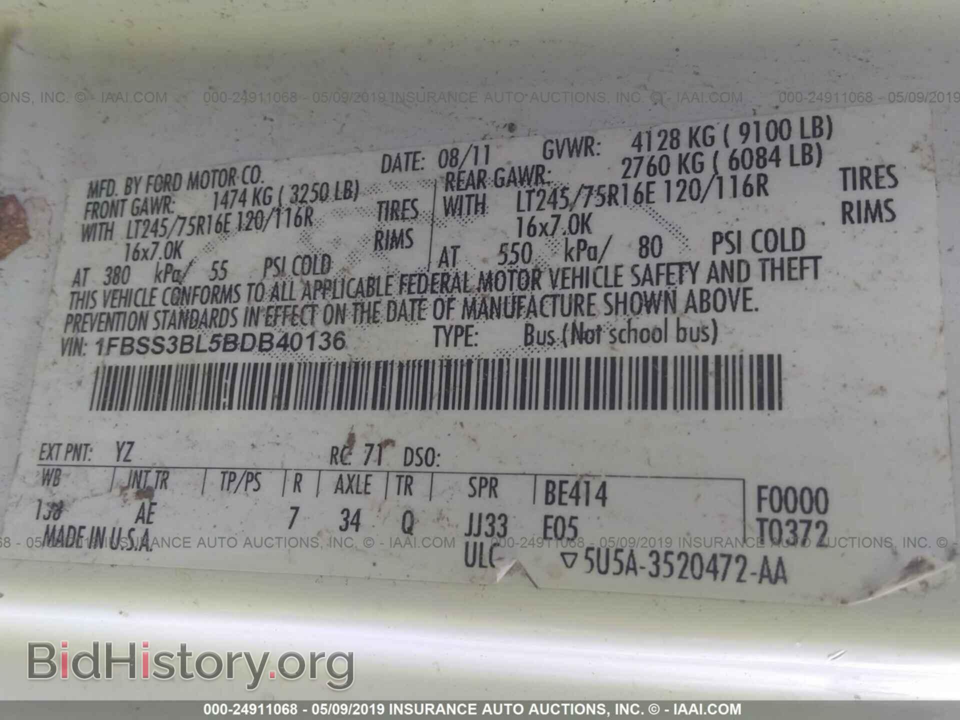 2011 FORD ECONOLINE - VIN: 1FBSS3BL5BDB40136 - Фото 9