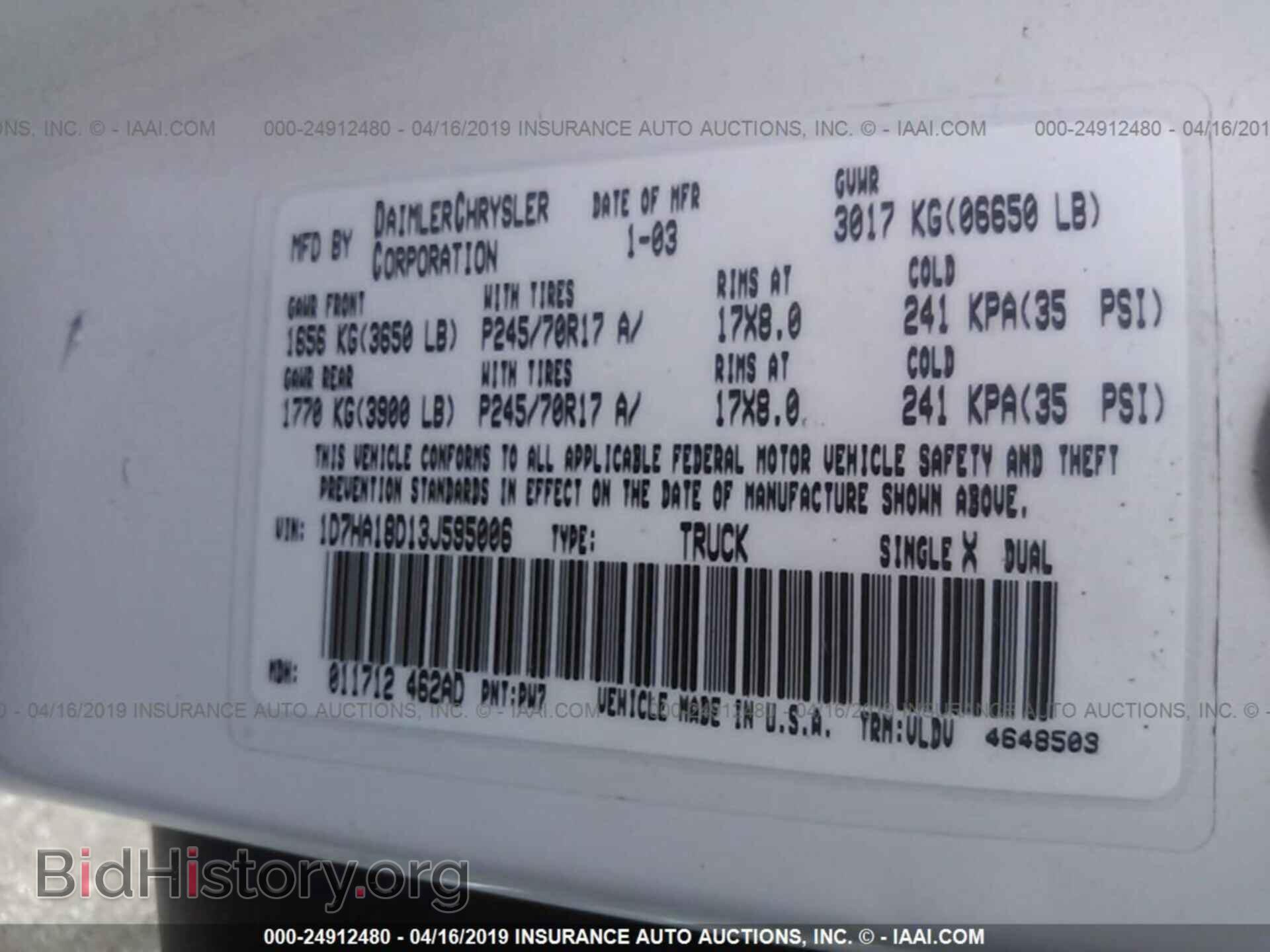2003 DODGE RAM 1500 - VIN: 1D7HA18D13J595006 - Фото 9