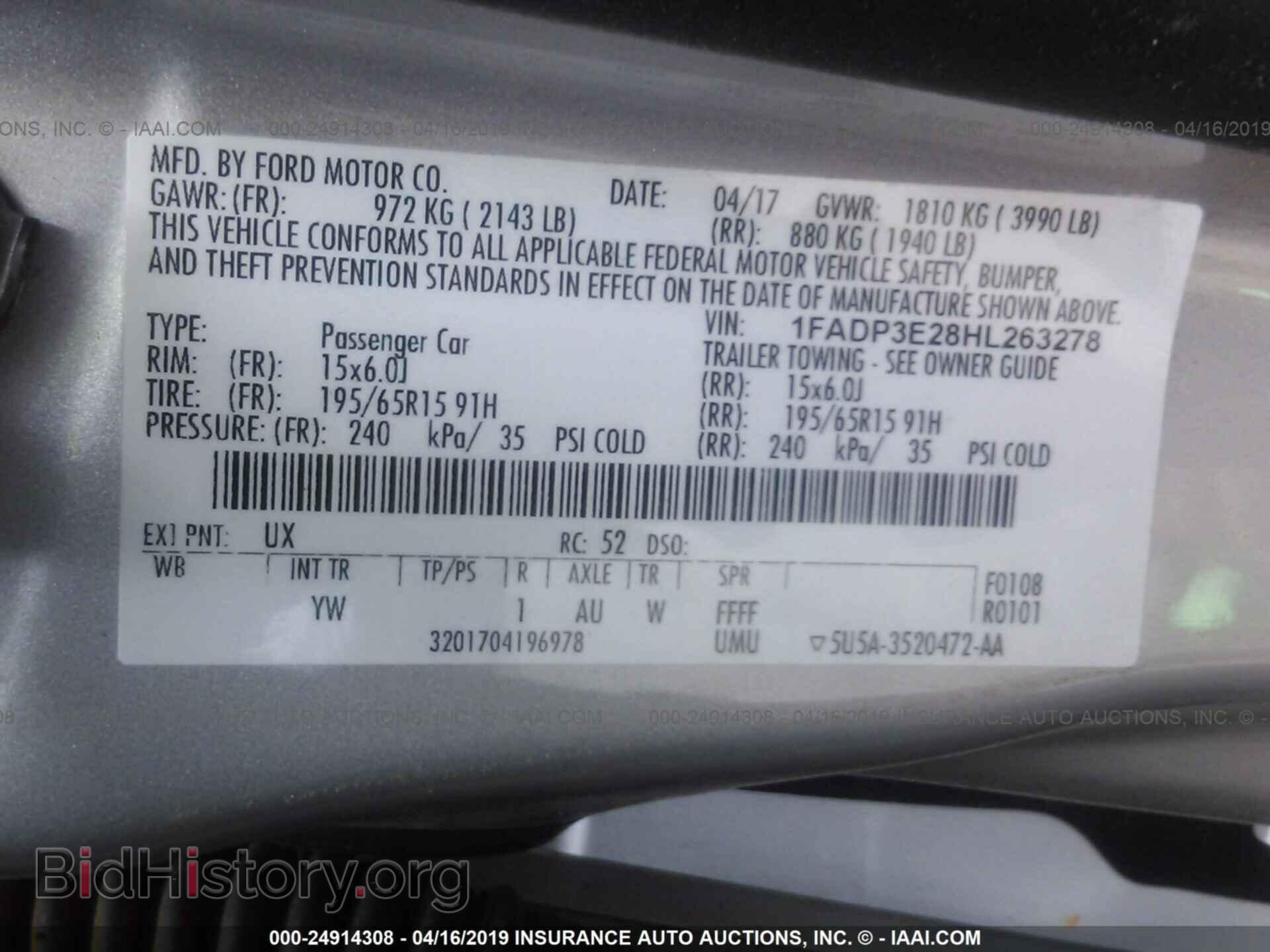 2017 FORD FOCUS - VIN: 1FADP3E28HL263278 - Photo 9