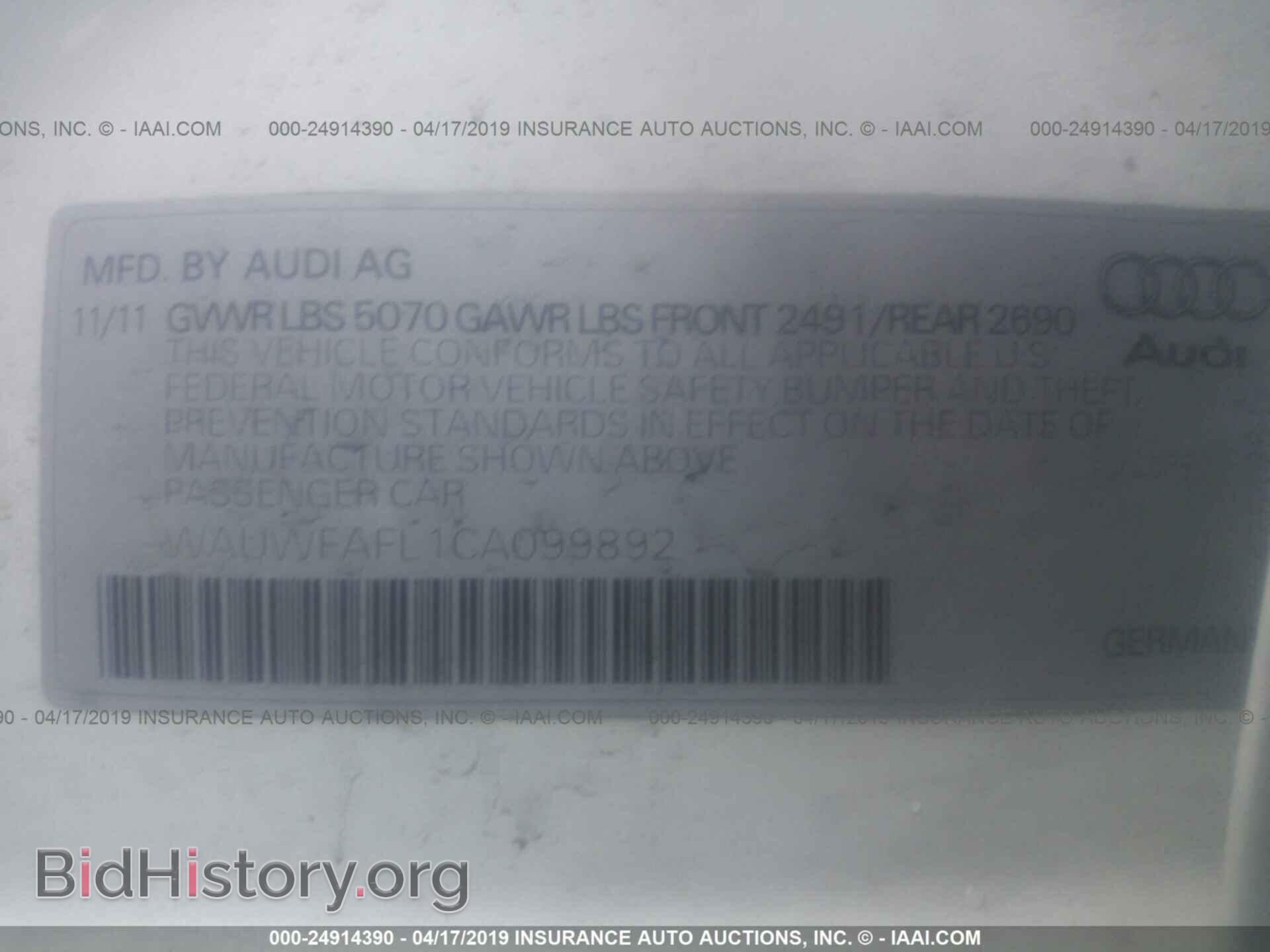 2012 AUDI A4 - VIN: WAUWFAFL1CA099892 - Photo 9
