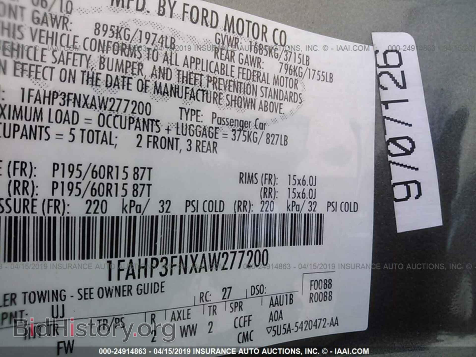 2010 FORD FOCUS - VIN: 1FAHP3FNXAW277200 - Photo 9