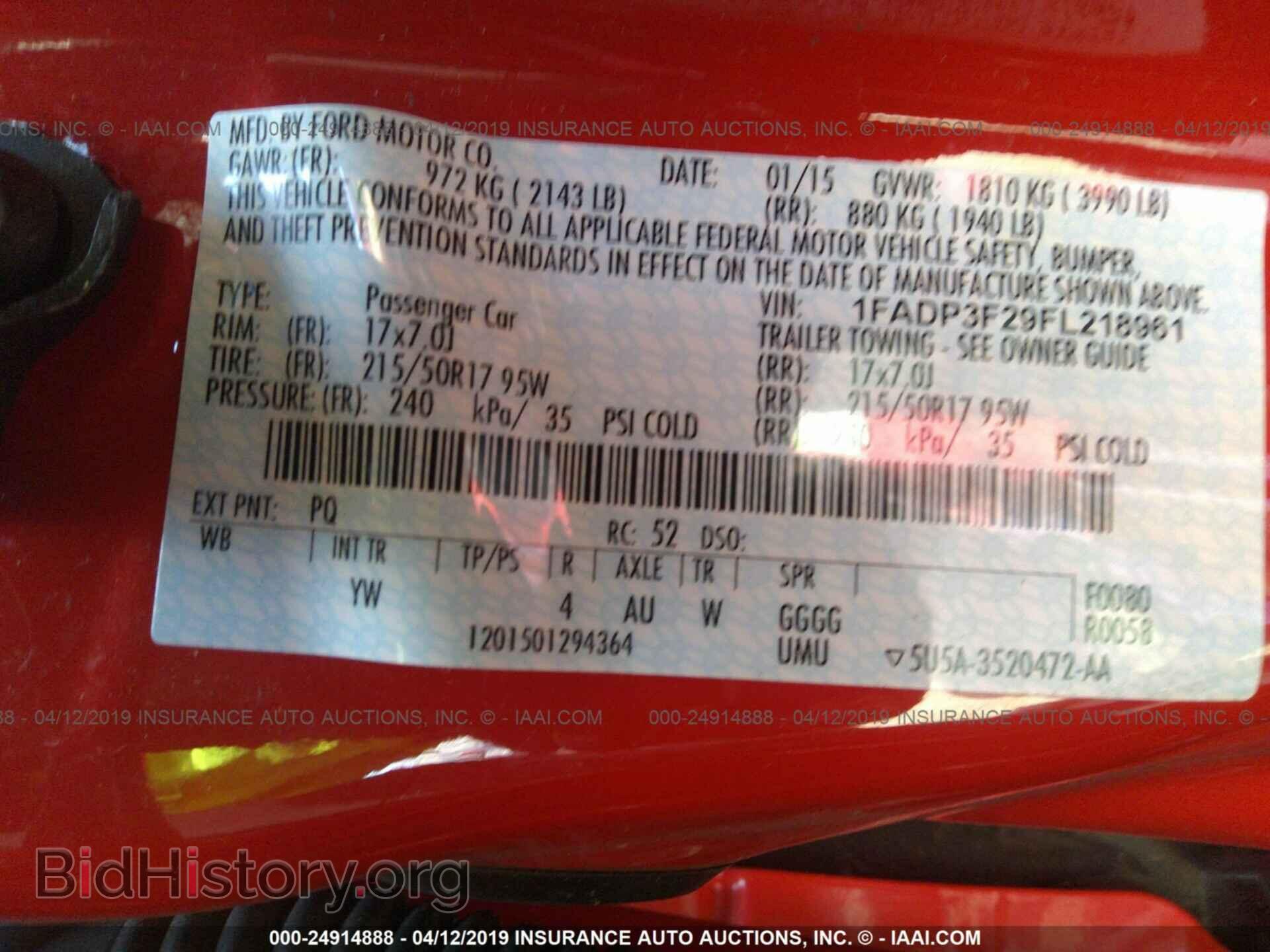 2015 FORD FOCUS - VIN: 1FADP3F29FL218961 - Фото 9