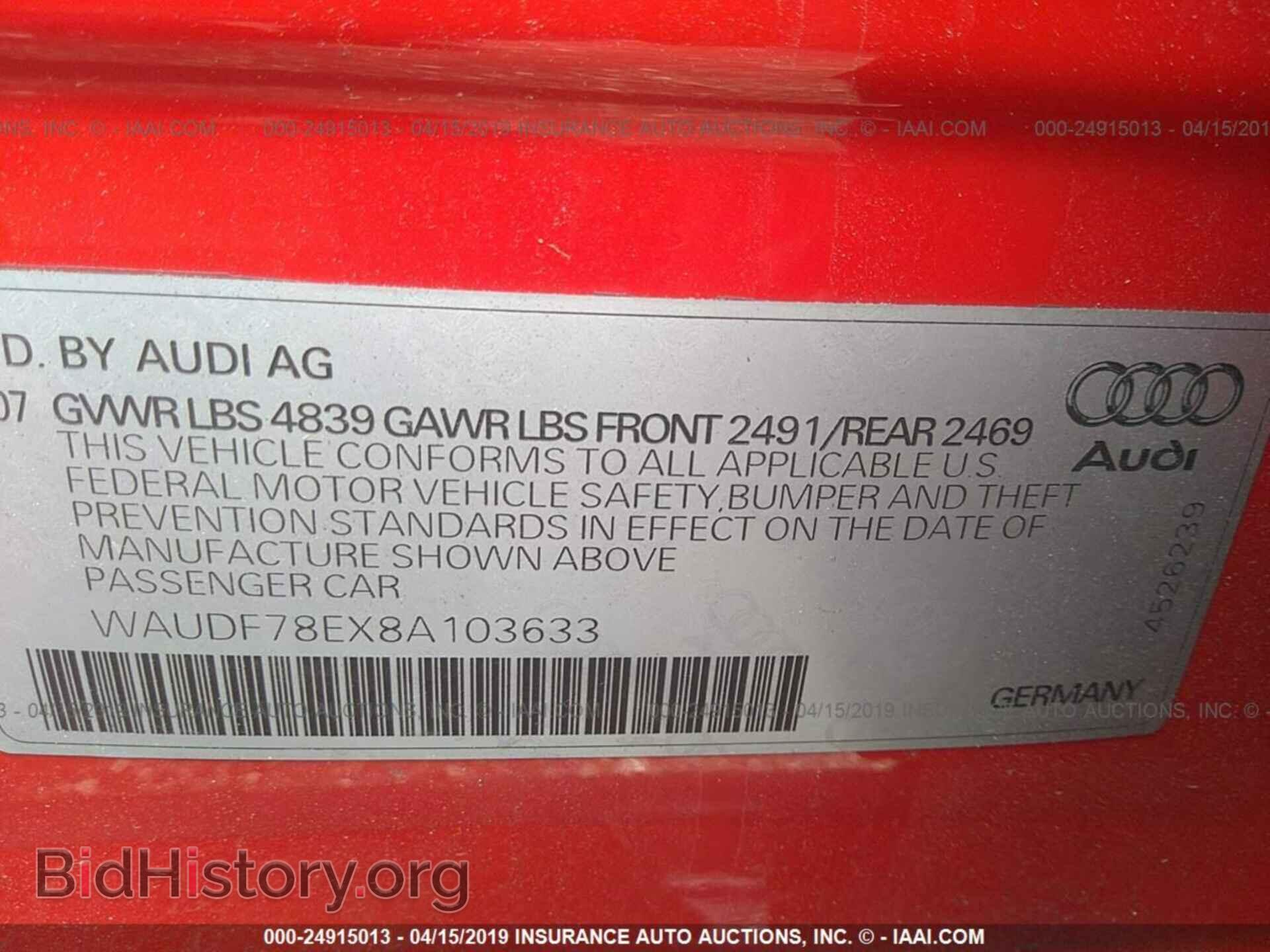 2008 AUDI A4 - VIN: WAUDF78EX8A103633 - Photo 9