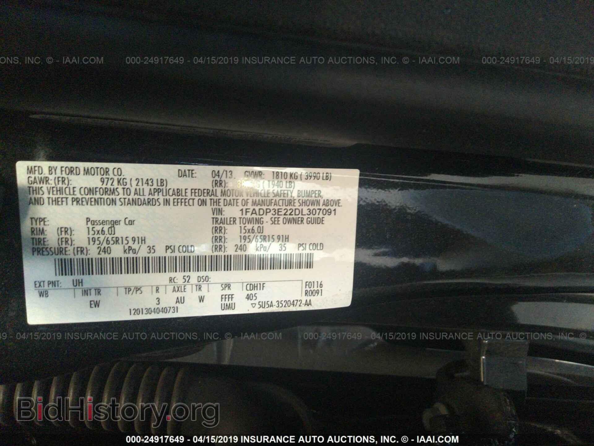 2013 FORD FOCUS - VIN: 1FADP3E22DL307091 - Фото 9