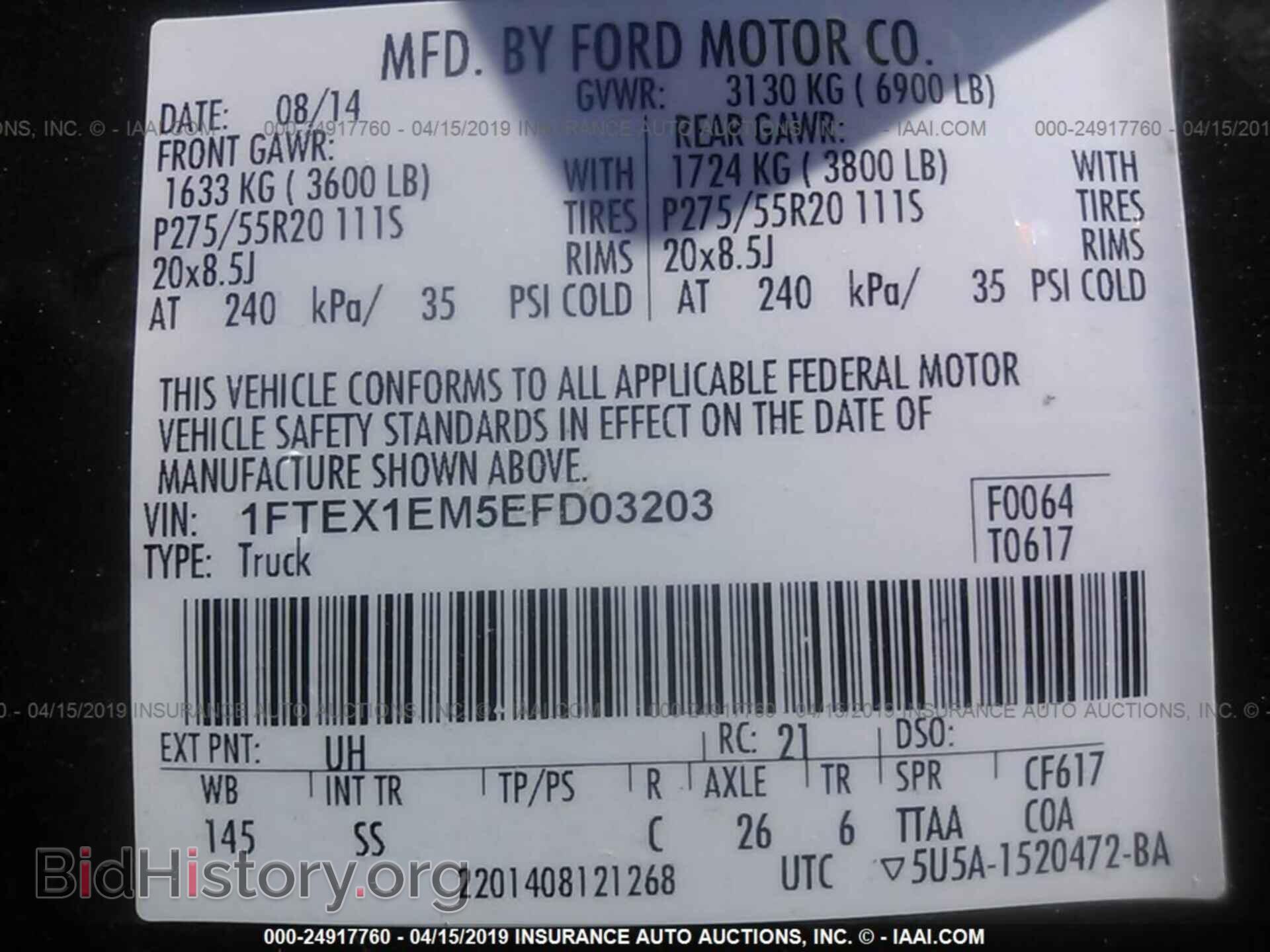 2014 FORD F150 - VIN: 1FTEX1EM5EFD03203 - Photo 9