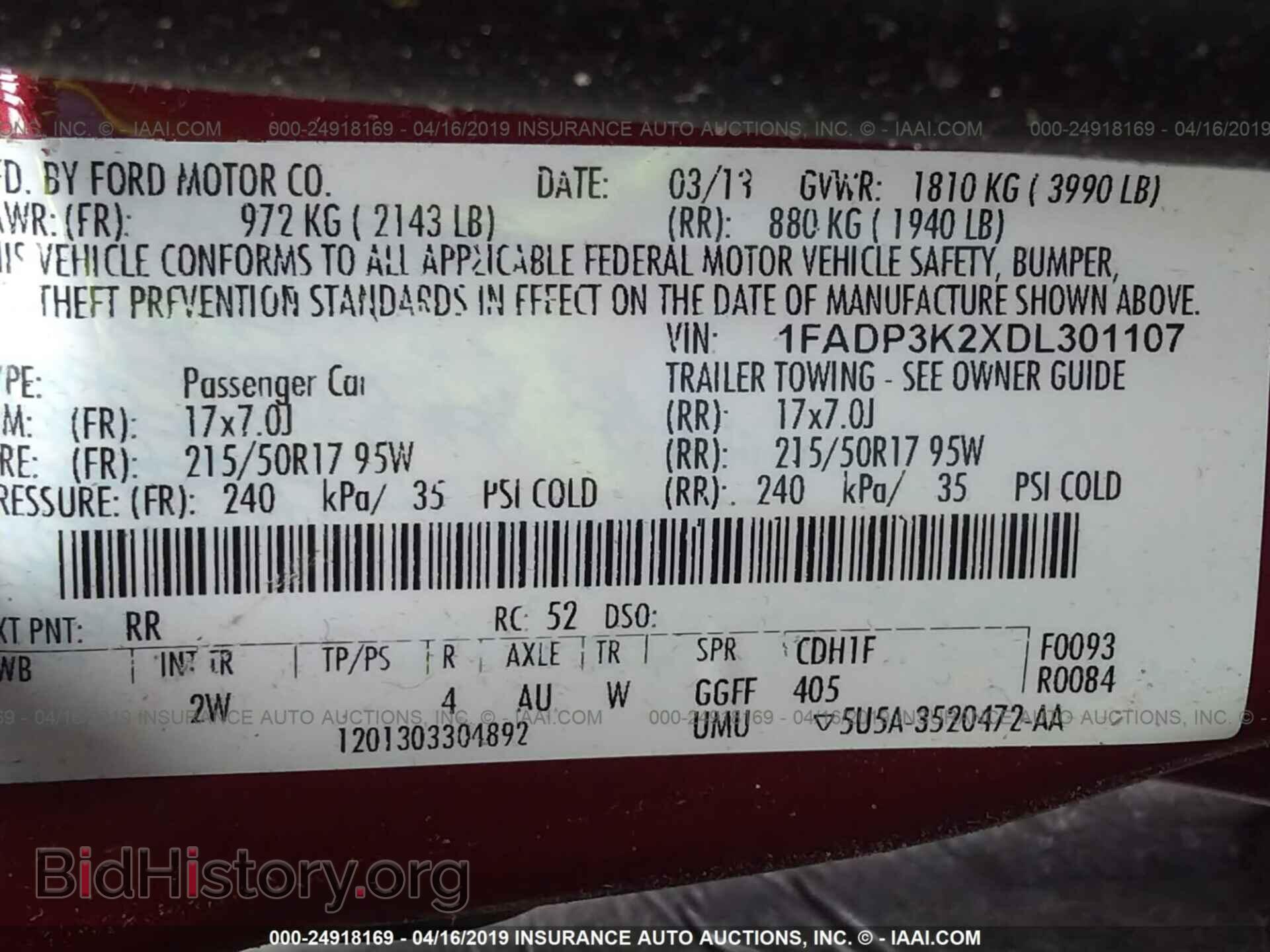 2013 FORD FOCUS - VIN: 1FADP3K2XDL301107 - Photo 9