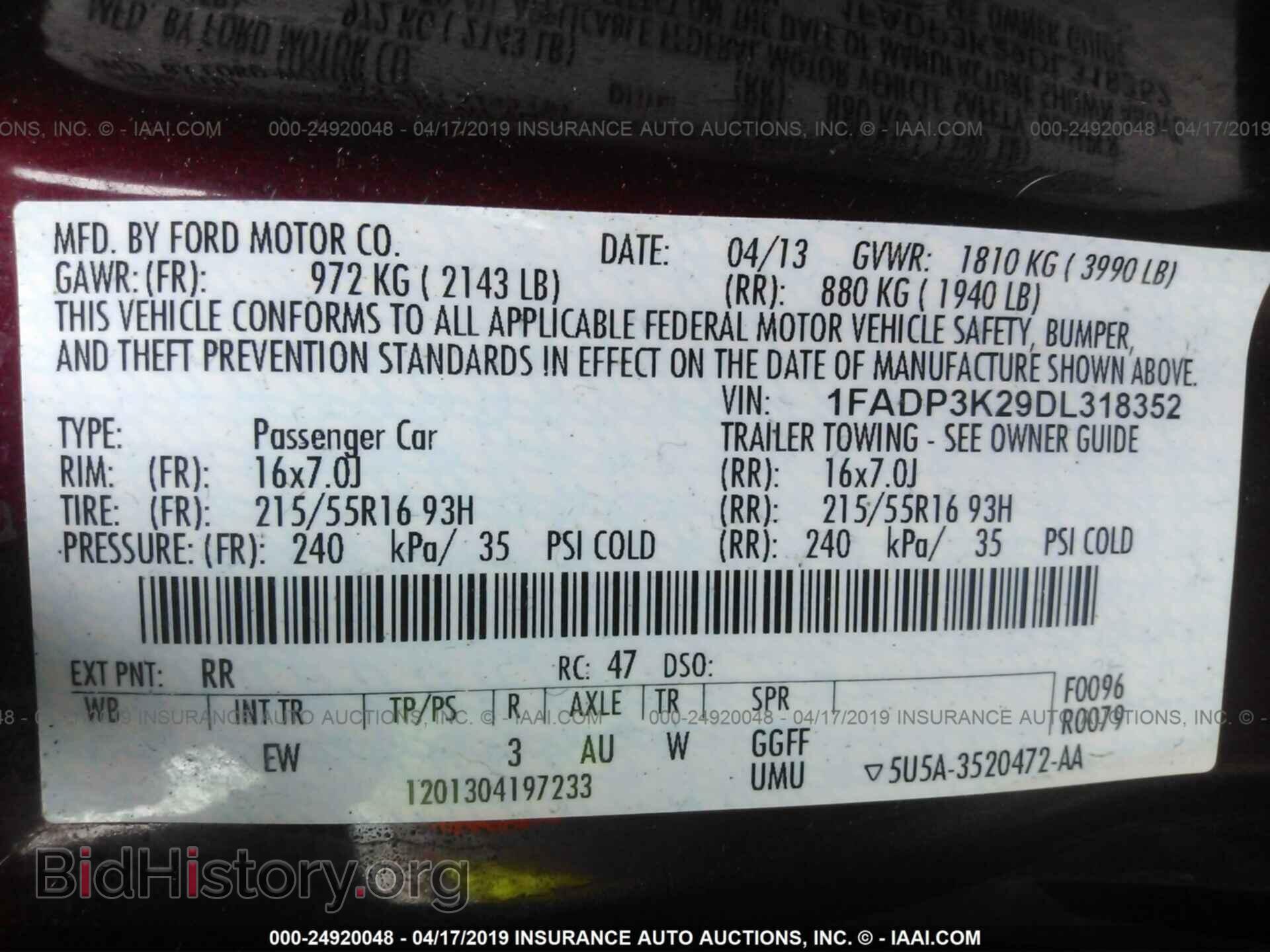 2013 FORD FOCUS - VIN: 1FADP3K29DL318352 - Фото 9