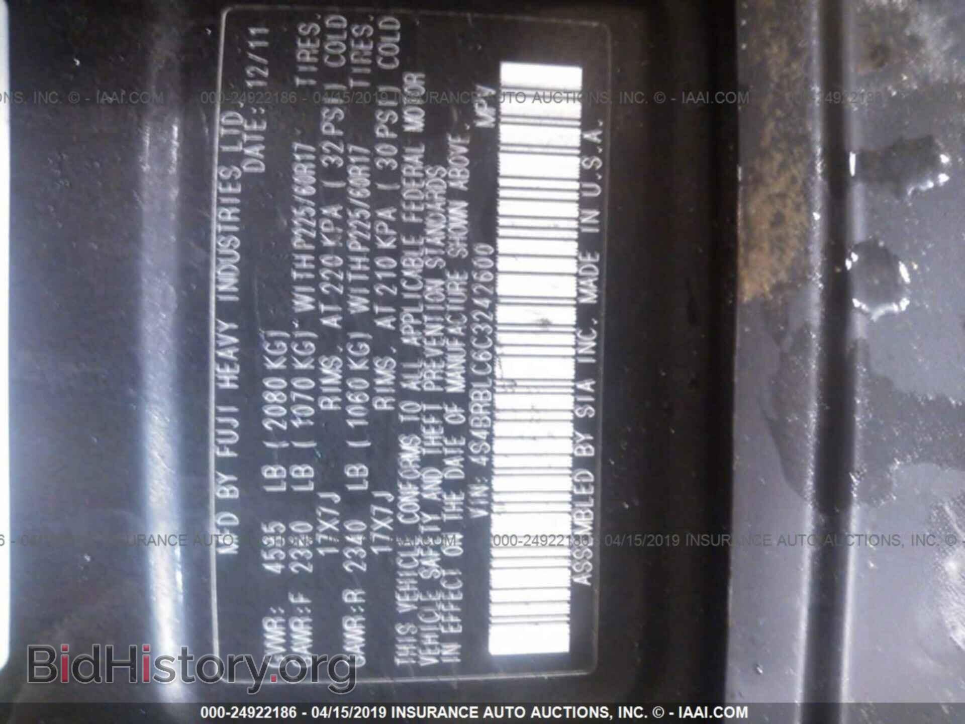 2012 SUBARU OUTBACK - VIN: 4S4BRBLC6C3242600 - Фото 9