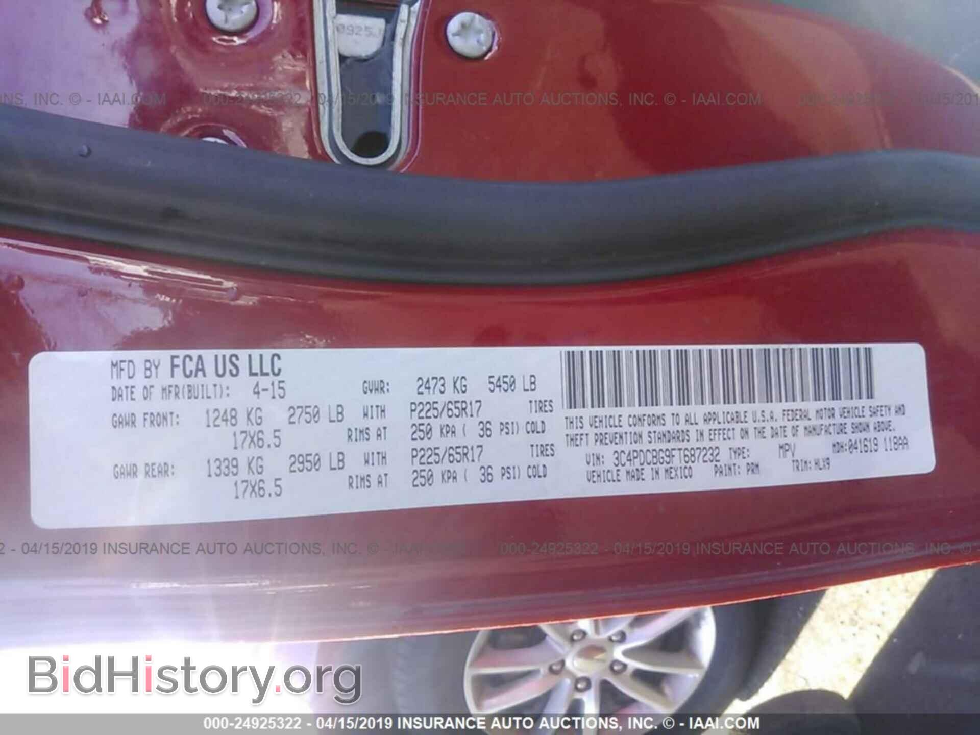 2015 DODGE JOURNEY - VIN: 3C4PDCBG9FT687232 - Photo 9